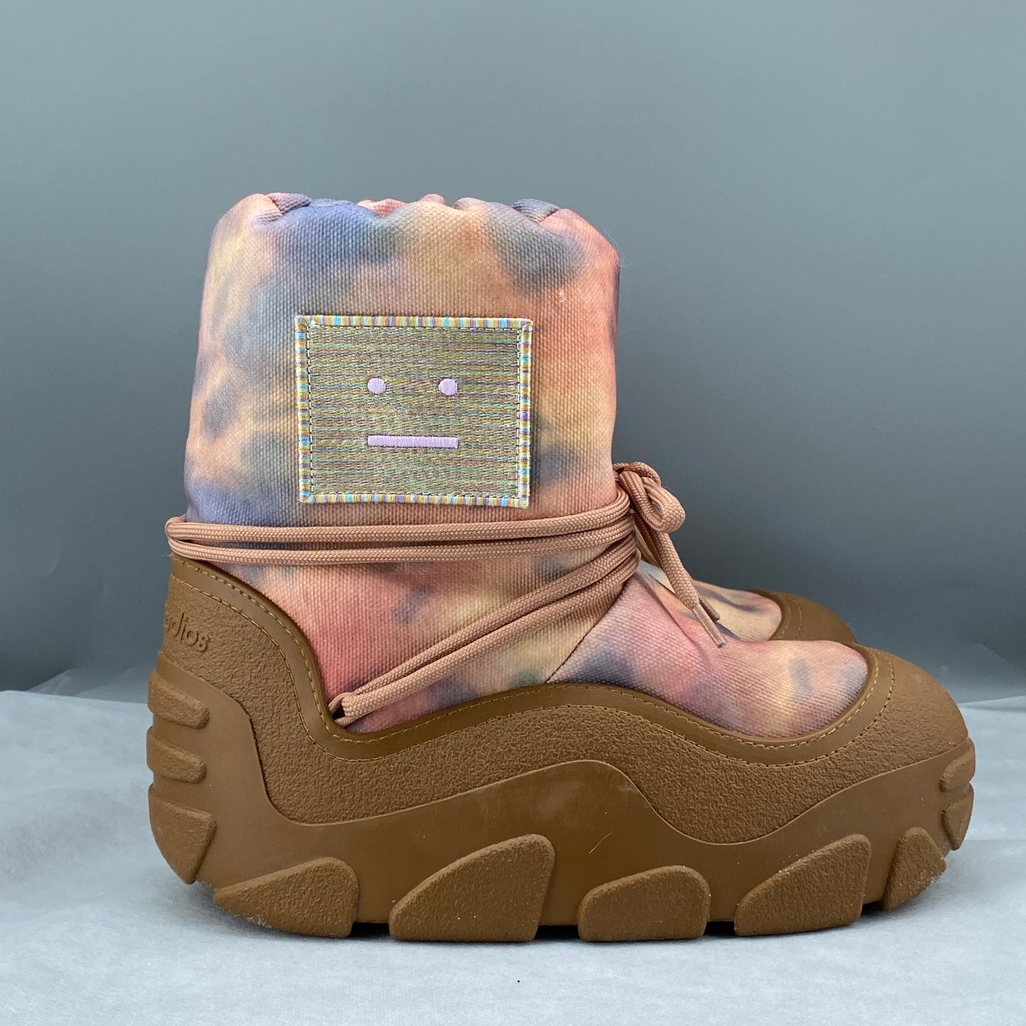 Acne Studios Tie-dye Multicolor Fabric Chunky Sole Ankle Boots Size 39