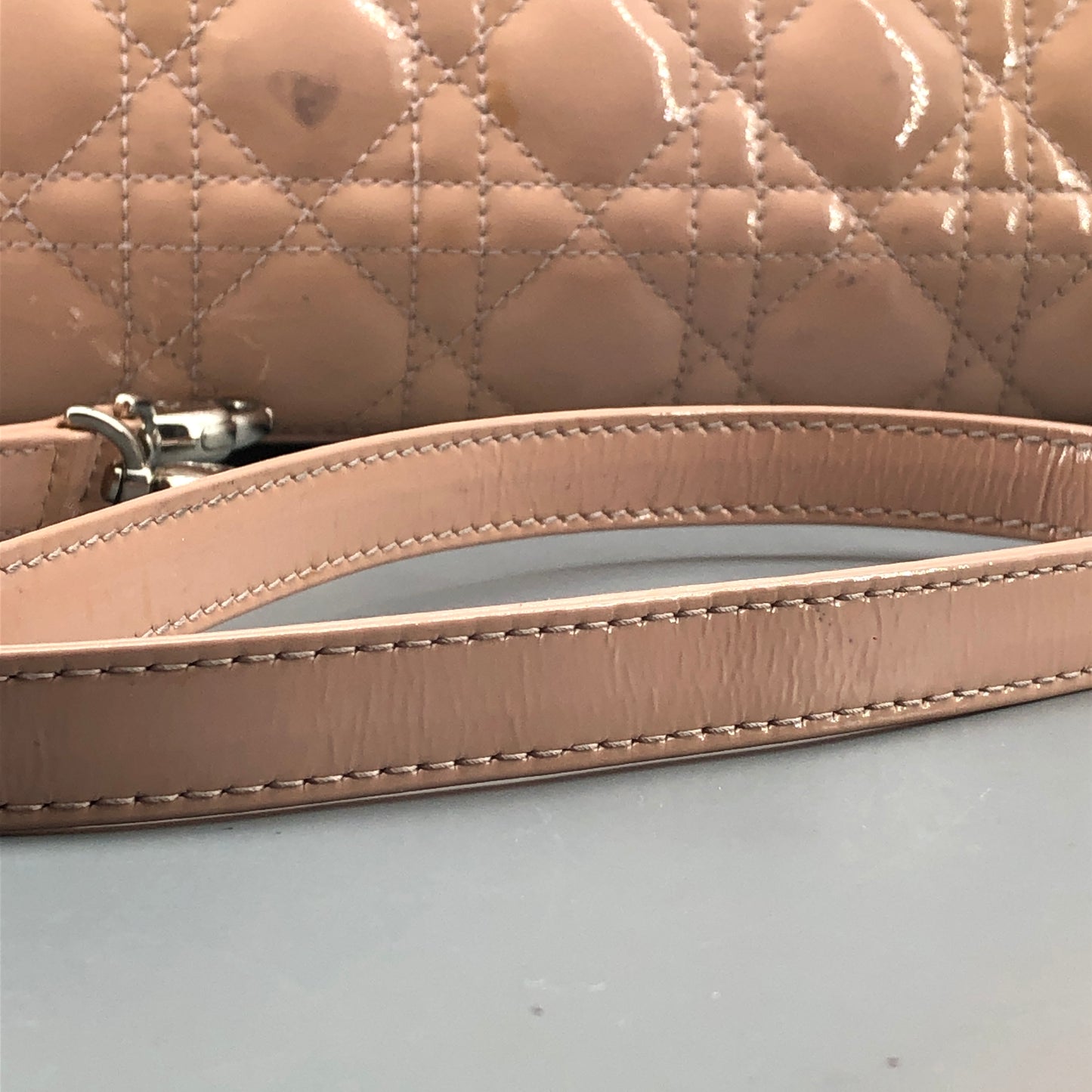 Christian Dior Lady Dior Nude Patent Cannage Leather Handbag