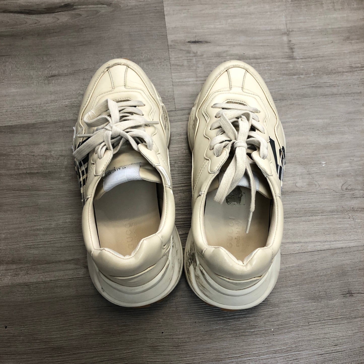 Gucci Rhyton Vintage Print Leather Dad Sneaker Shoes 36 Ivory