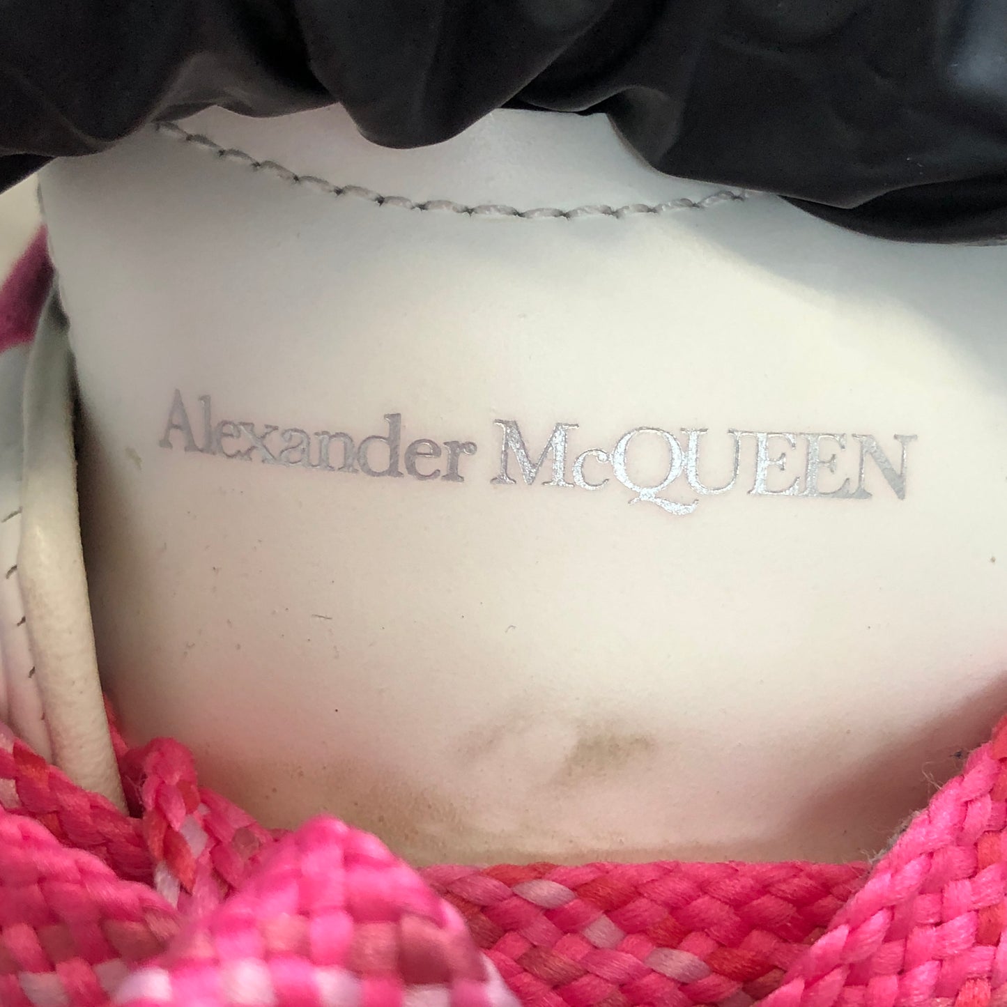 Alexander McQueen Women's Oversized Platform Leather Sneaker Shoes 37.5 White Pink