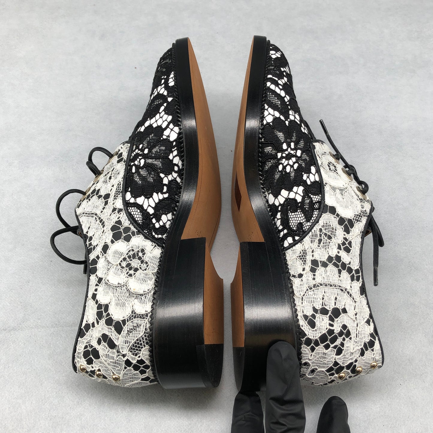 Givenchy Women's Black & White Patterned Derby Shoes shoes 37