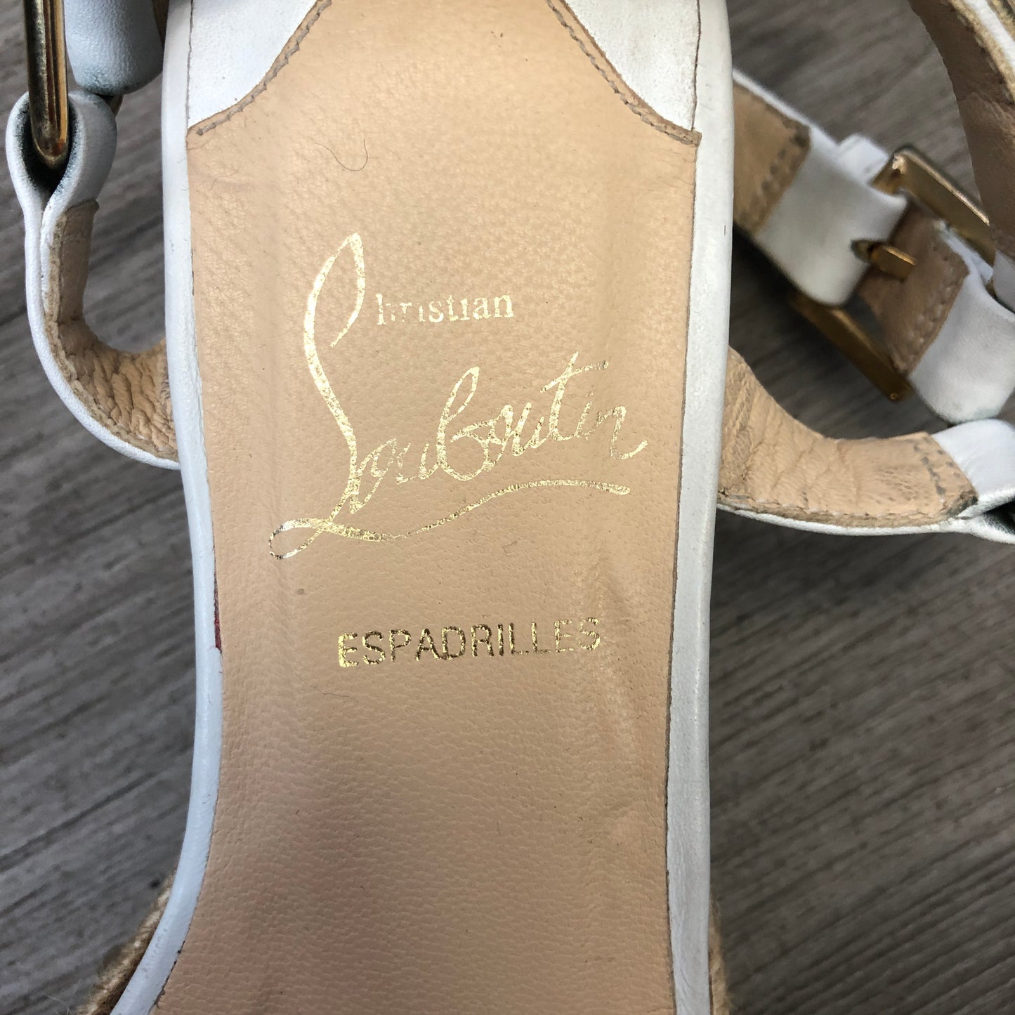 Christian Louboutin Women's Studded Ankle Strap Flat Sandals 35 White