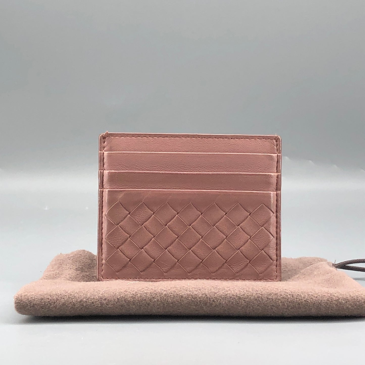 Bottega Veneta Intrecciato Dusty Pink Leather Card Case