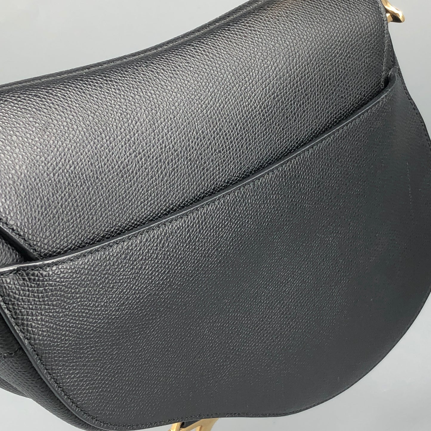 Christian Dior Saddle Medium Grained Calfskin Shoulder Bag  Black + Extra Strap