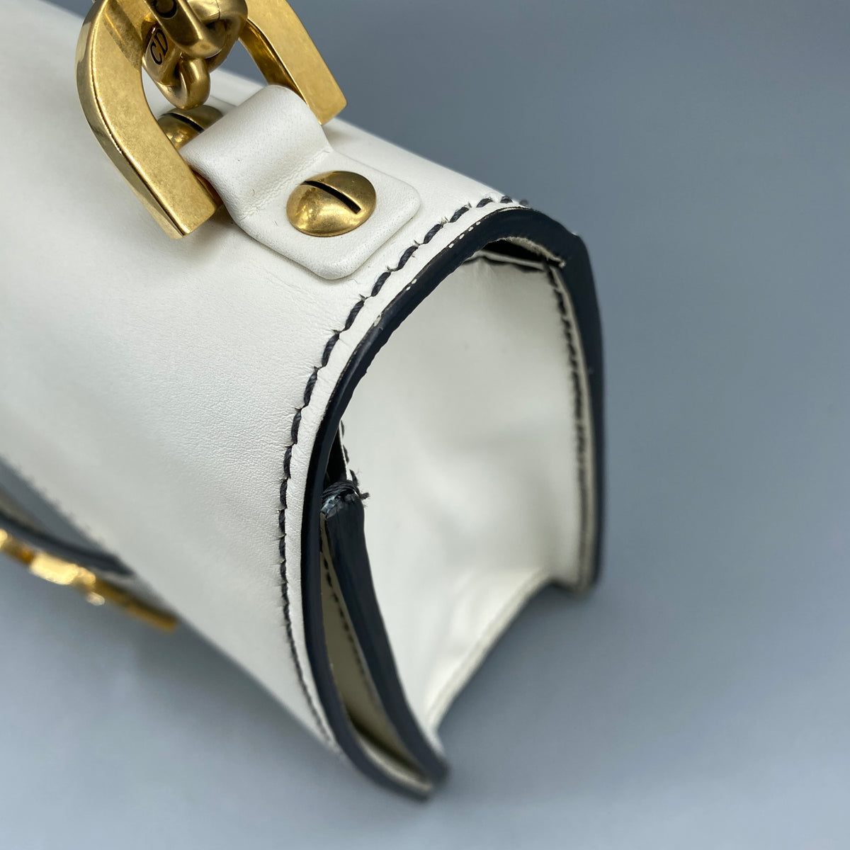 Christian Dior Calfskin J'Adior Chain Flap Bag Off White