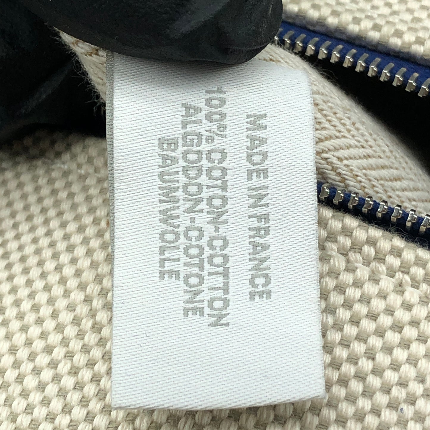 Hermes Bride A Brac Canvas Cosmetic Hand Bag Cream Navy