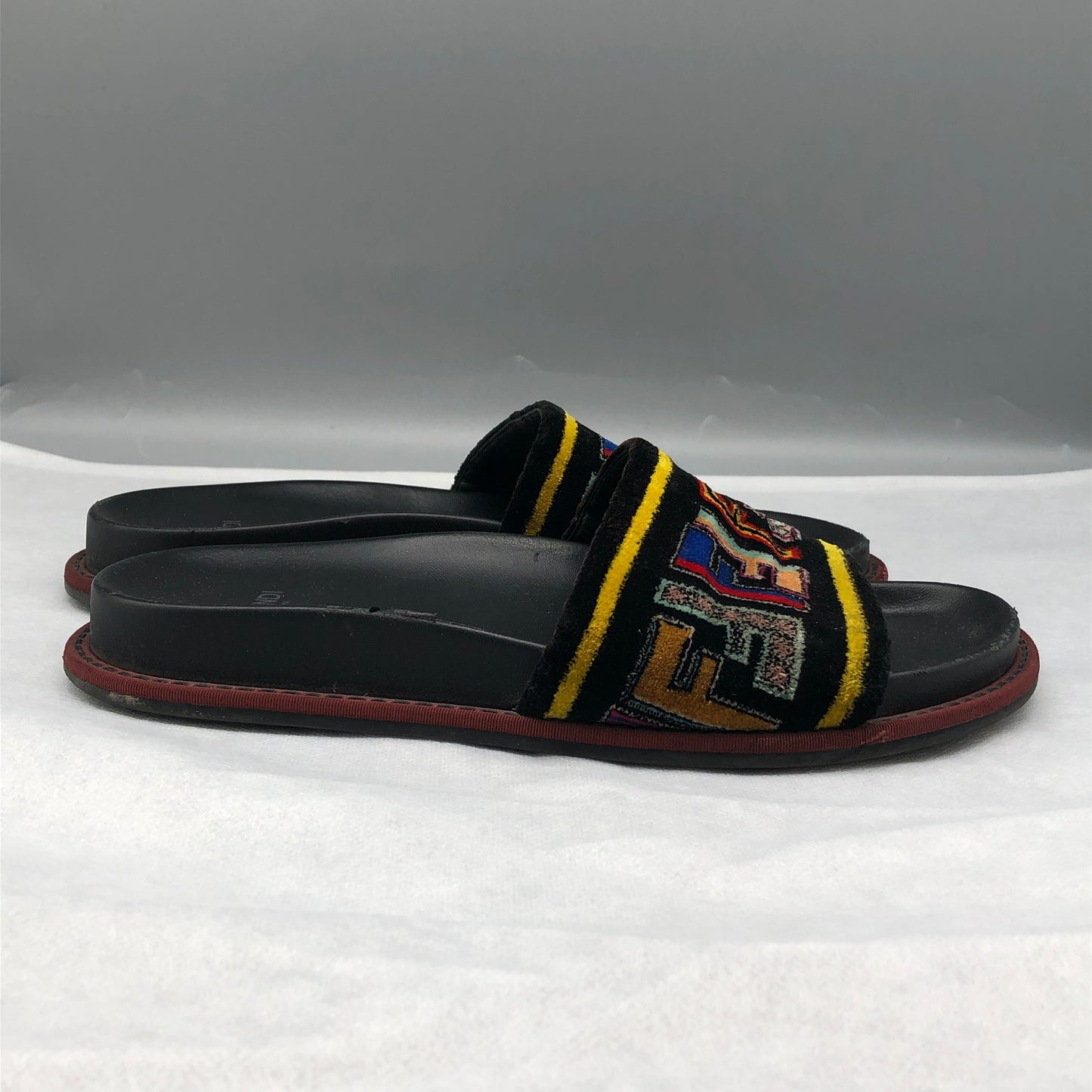 Fendi FF Logo Slides Women's Size 38.5 Black