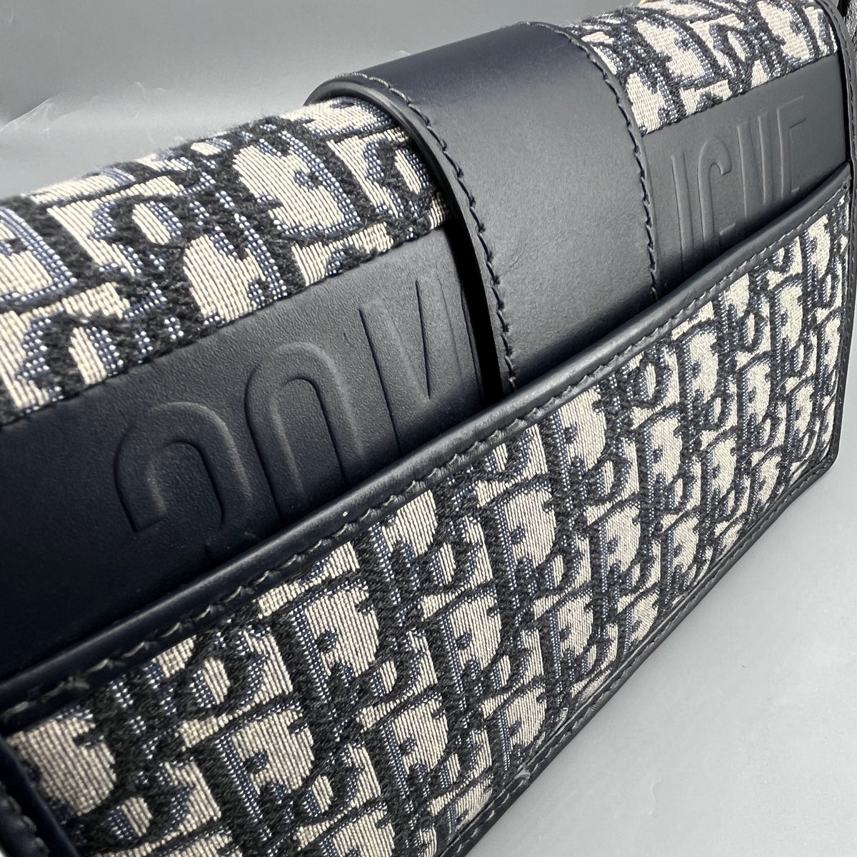 Christian Dior Navy Blue Oblique Jacquard 30 Montaigne Shoulder Bag