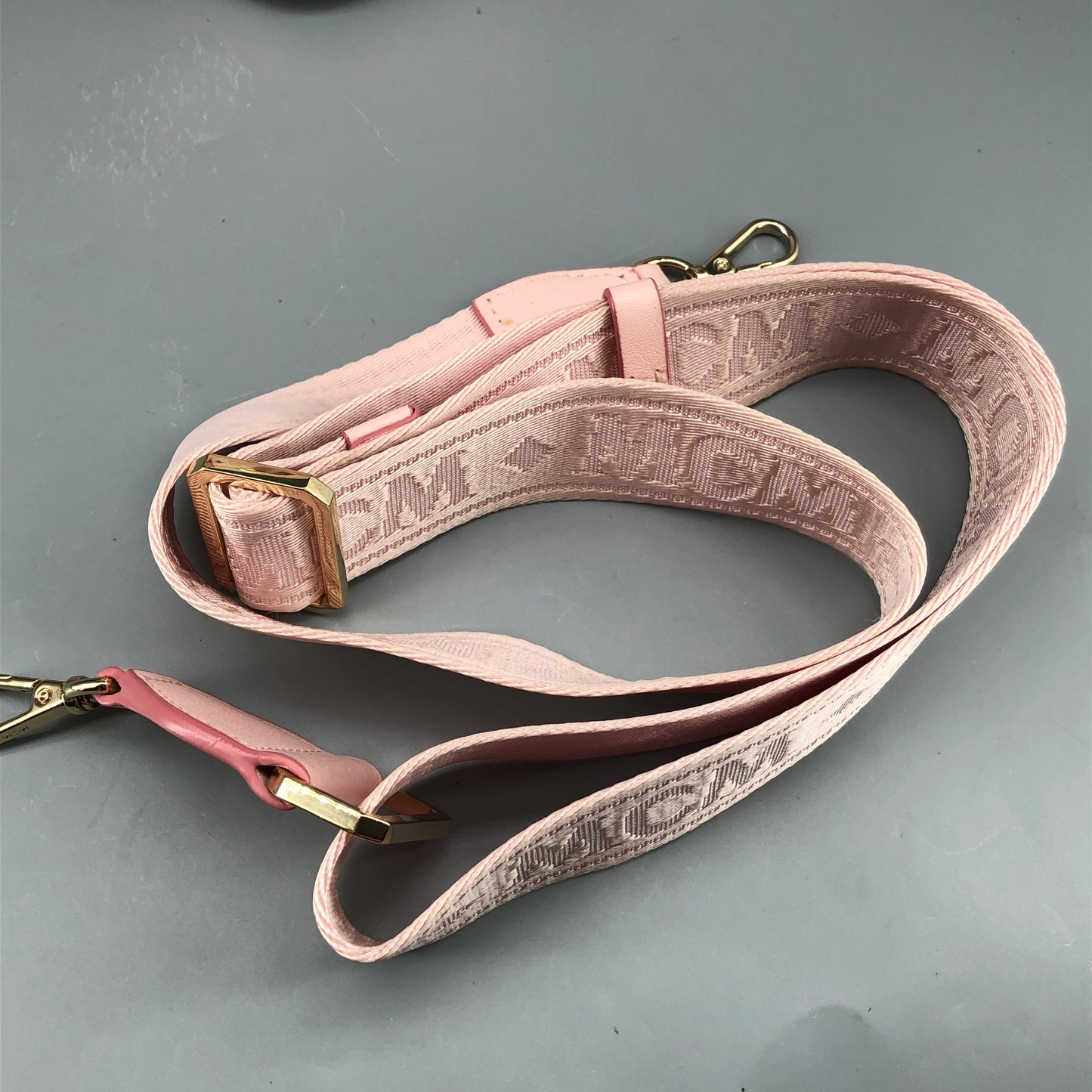 MCM Pink Visetos Print Drawstring Bucket Bag