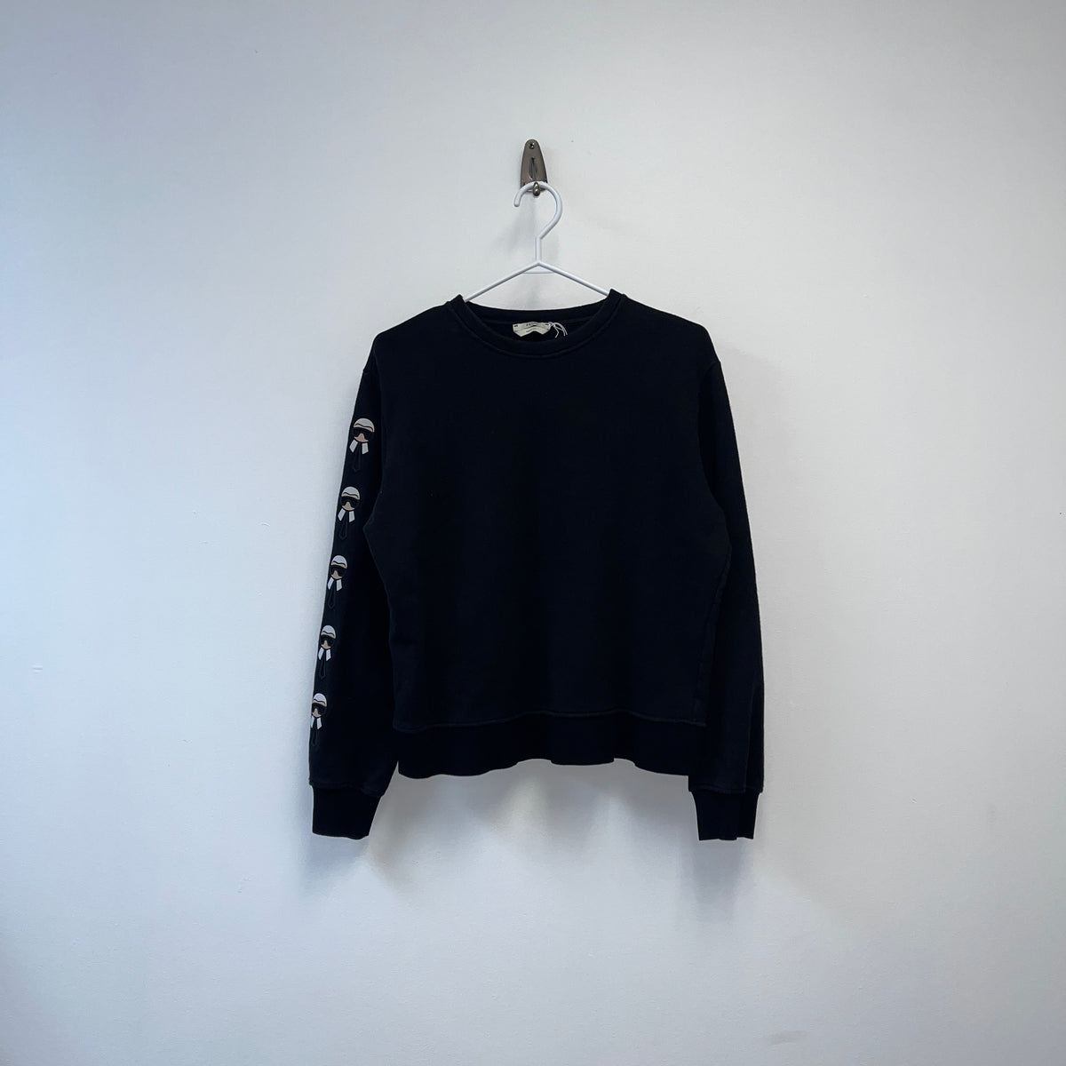 Fendi Black Cropped Crew Neck Sweatshirt Karl Print On Sleeve