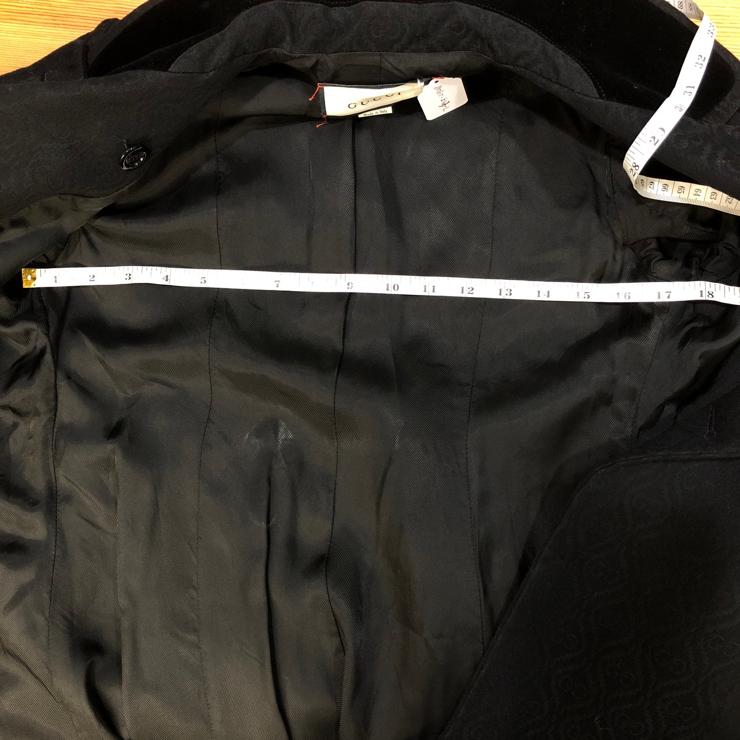 Gucci Black Wool Double Breasted Long Coat Size 42