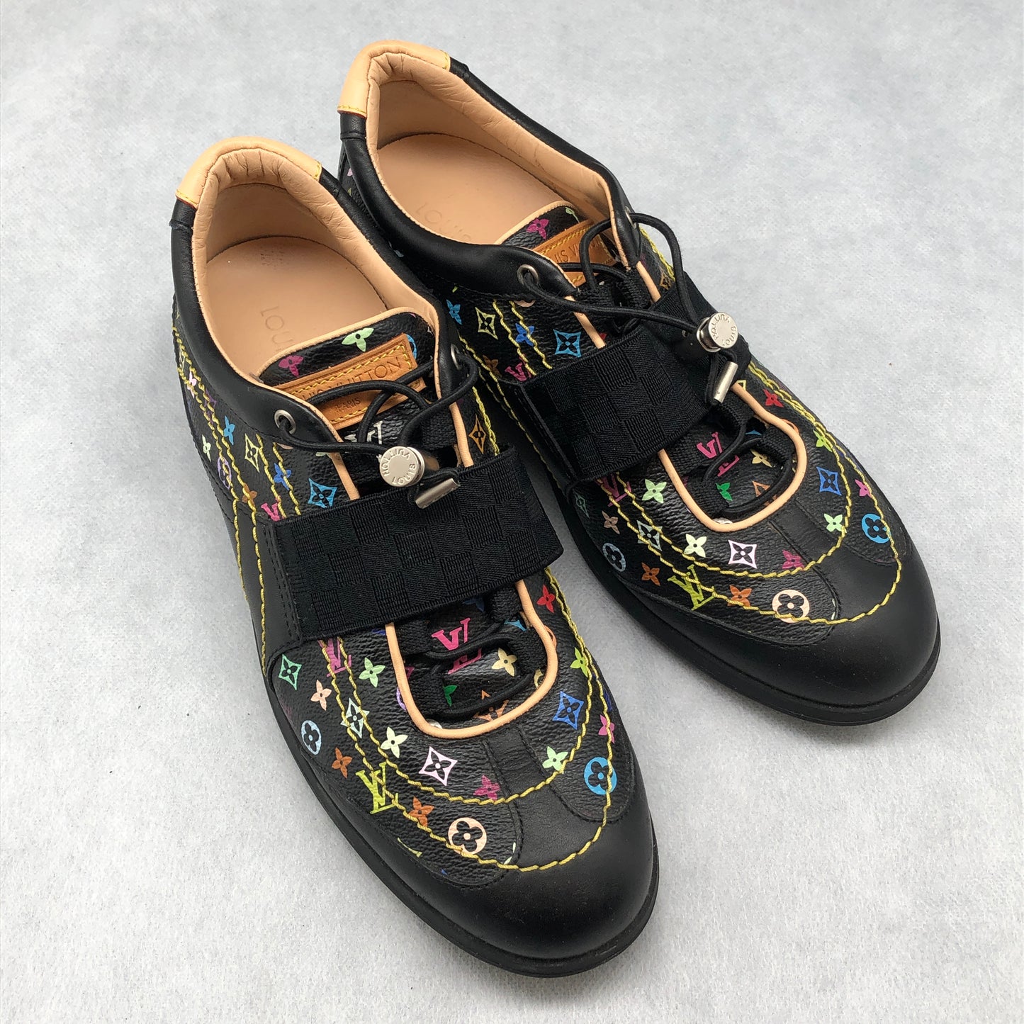 Louis Vuitton Black Multicolor Monogram Sneakers Size 36.5