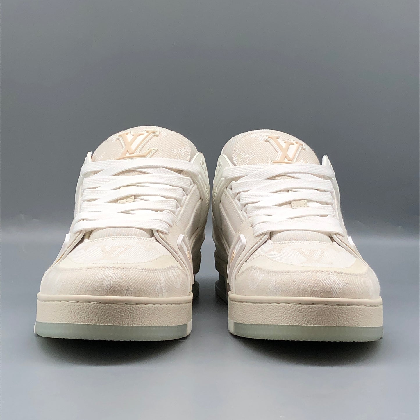 Louis Vuitton Men's Cream LV Trainer Sneakers Size 6.5