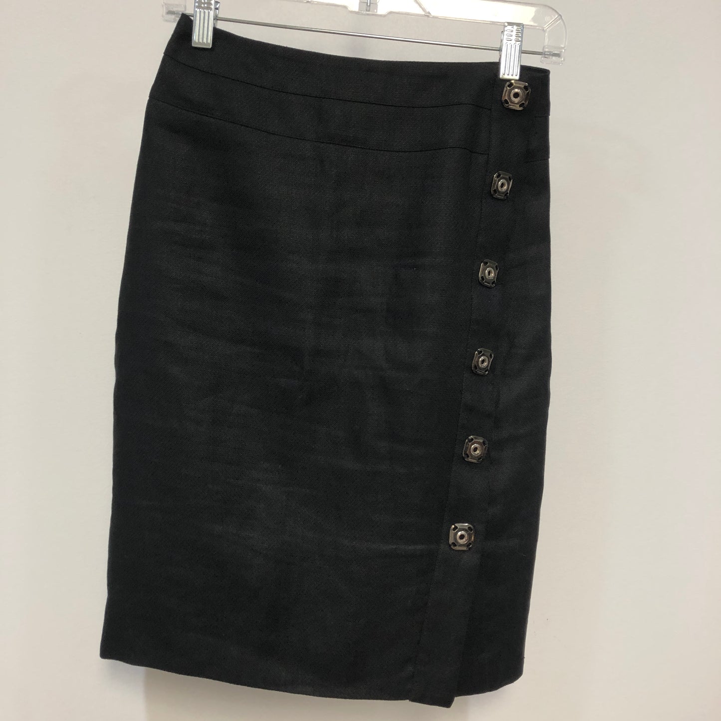 Versace Black Textured Pencil Midi Skirt Size 38 W26 L22 Inches