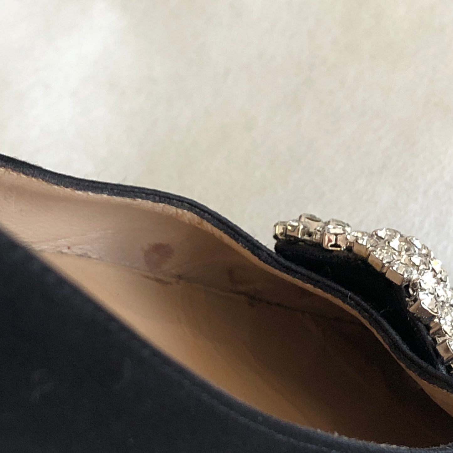 Manolo Blahnik Black Crystal Buckle Flat Shoes size 36