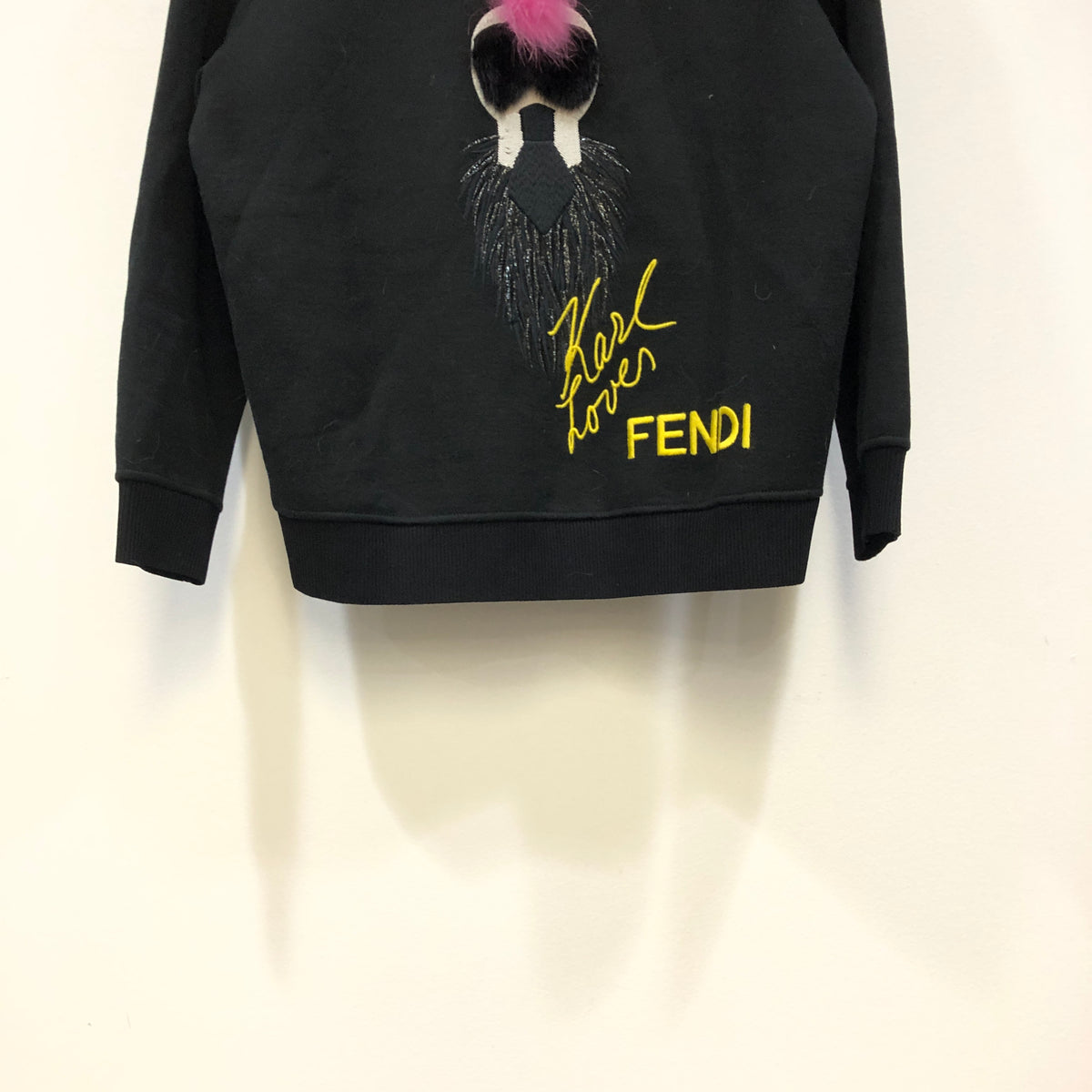 Fendi Black Karl Lagerfeld Graphic Crew Neck Sweatshirt Size 38