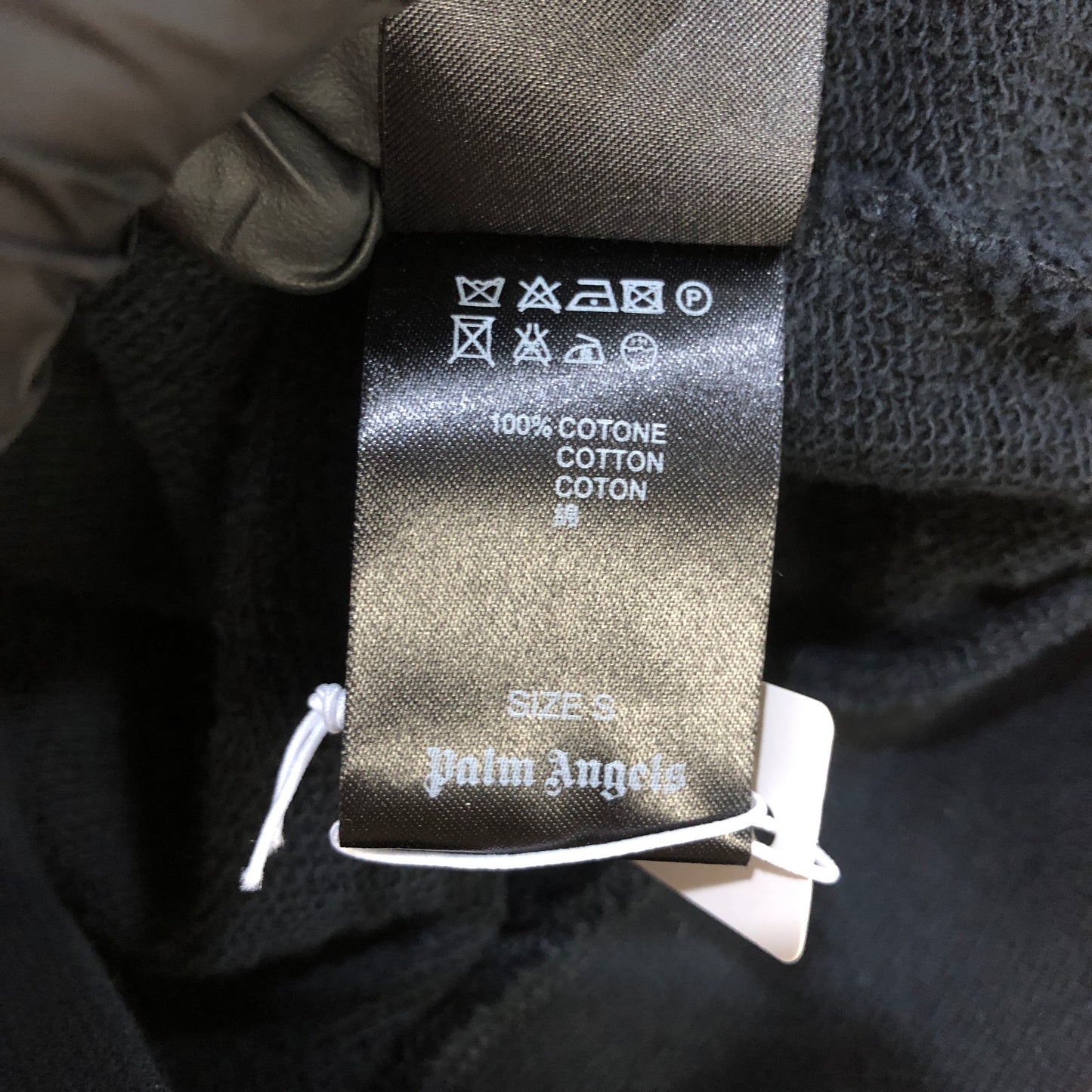 Palm Angels Black Gold Embroidered Full Zip Hoodie Size S