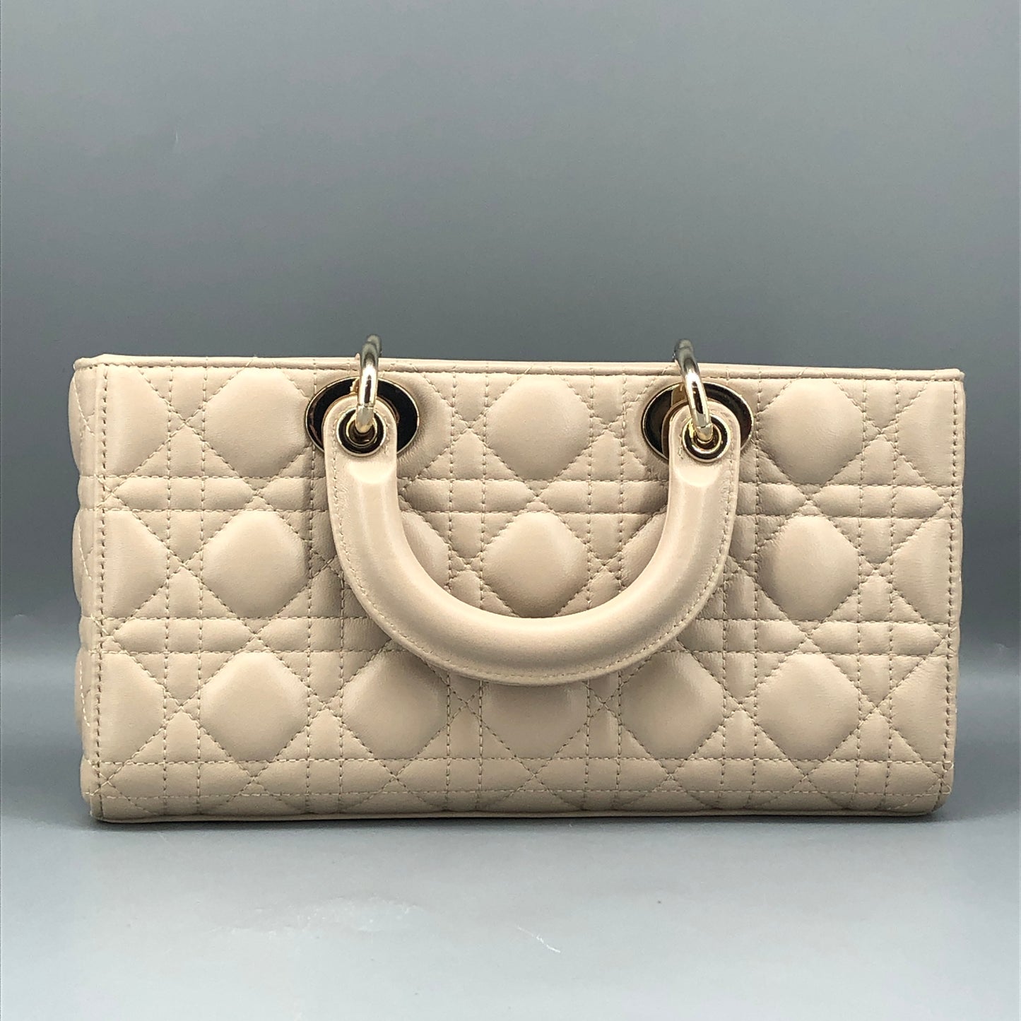 Christian Dior Lady Dior Horizontal Medium Cannage Leather Handbag Dusty Pink