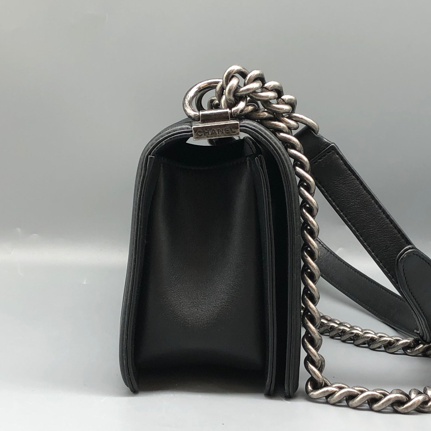 Chanel Boy Medium Embroidered Calfskin Shoulder Bag Black