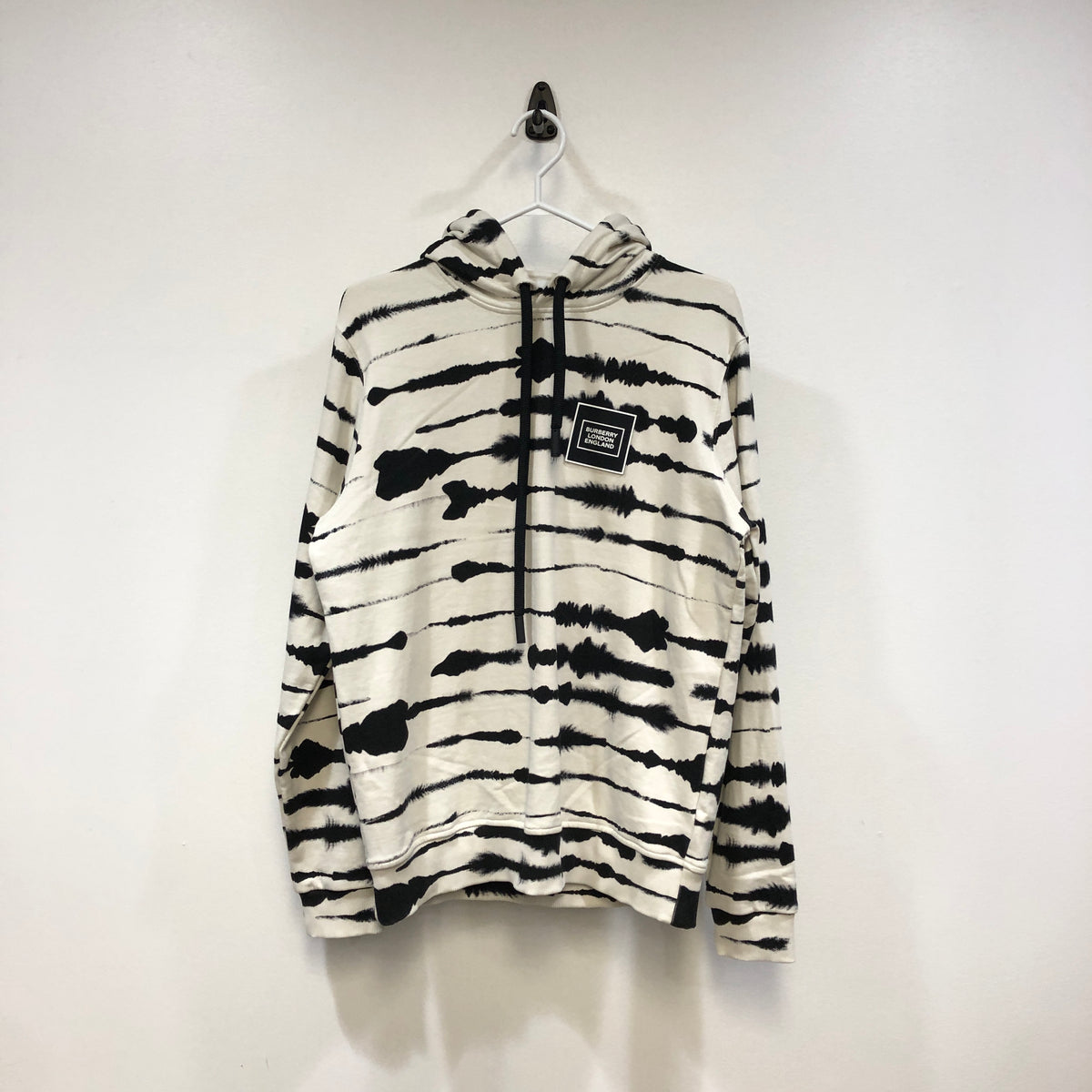 Burberry White & black Zebra Print Pullover Hoodie Size S