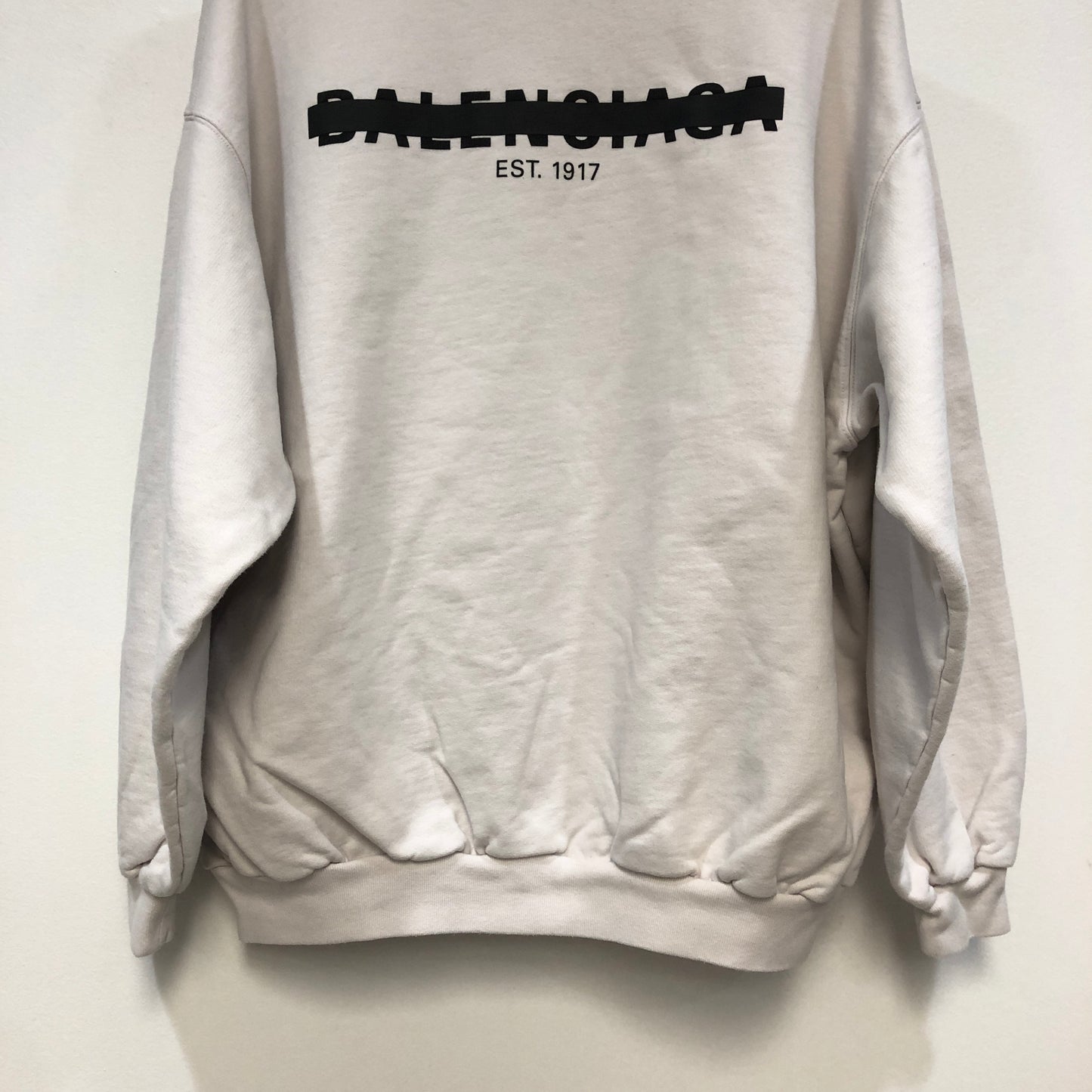 Balenciaga Logo Print Crew Neck Sweatshirt Size 2 White P2P 28 Inches