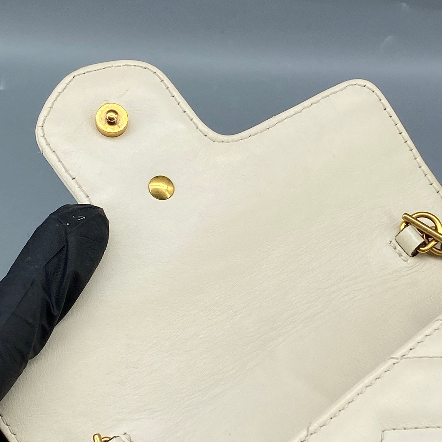 Gucci Cream Leather GG Marmont Mini Shoulder Bag