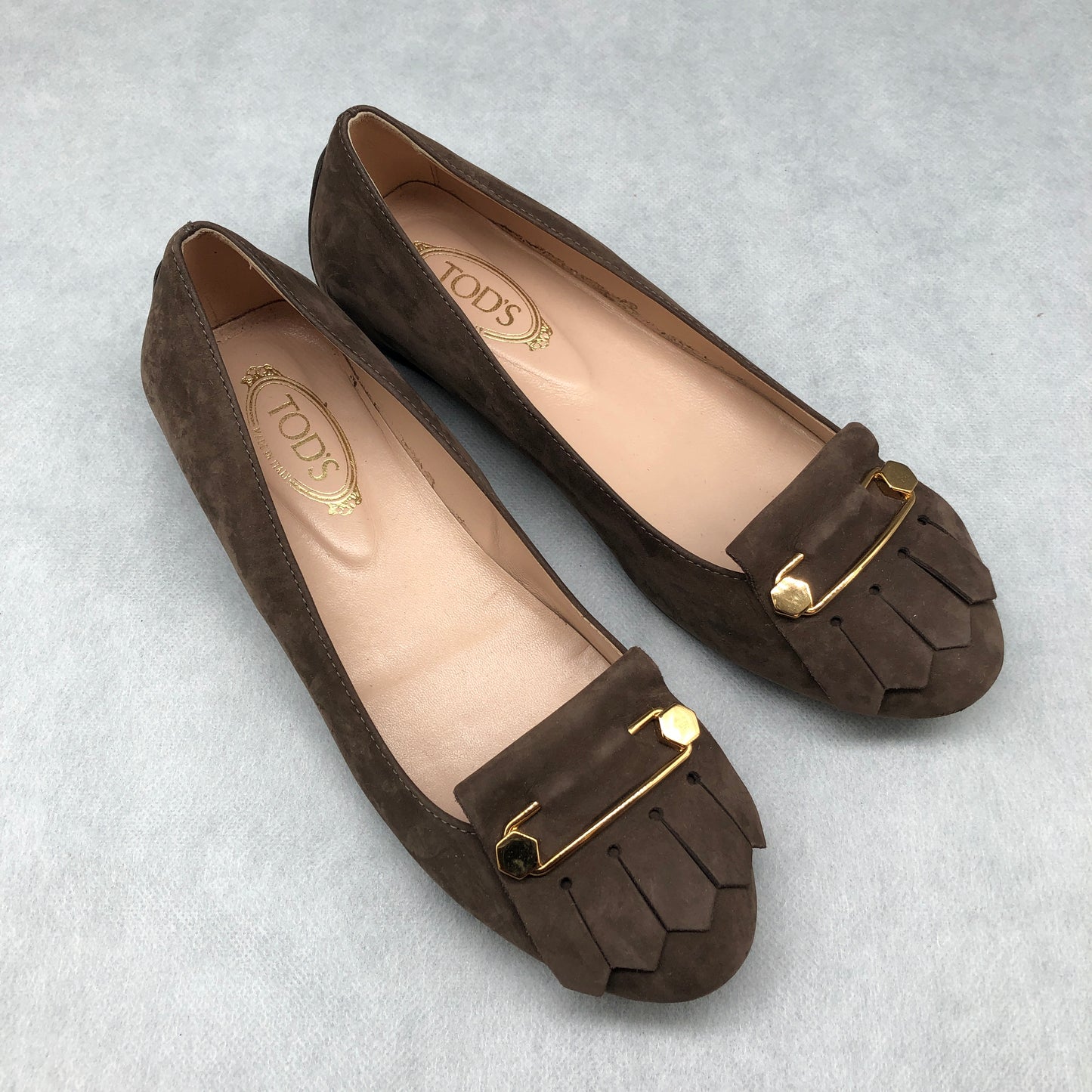 Tod’s Women Suede Driving Loafers Dark Shoes Brown Size 35.5