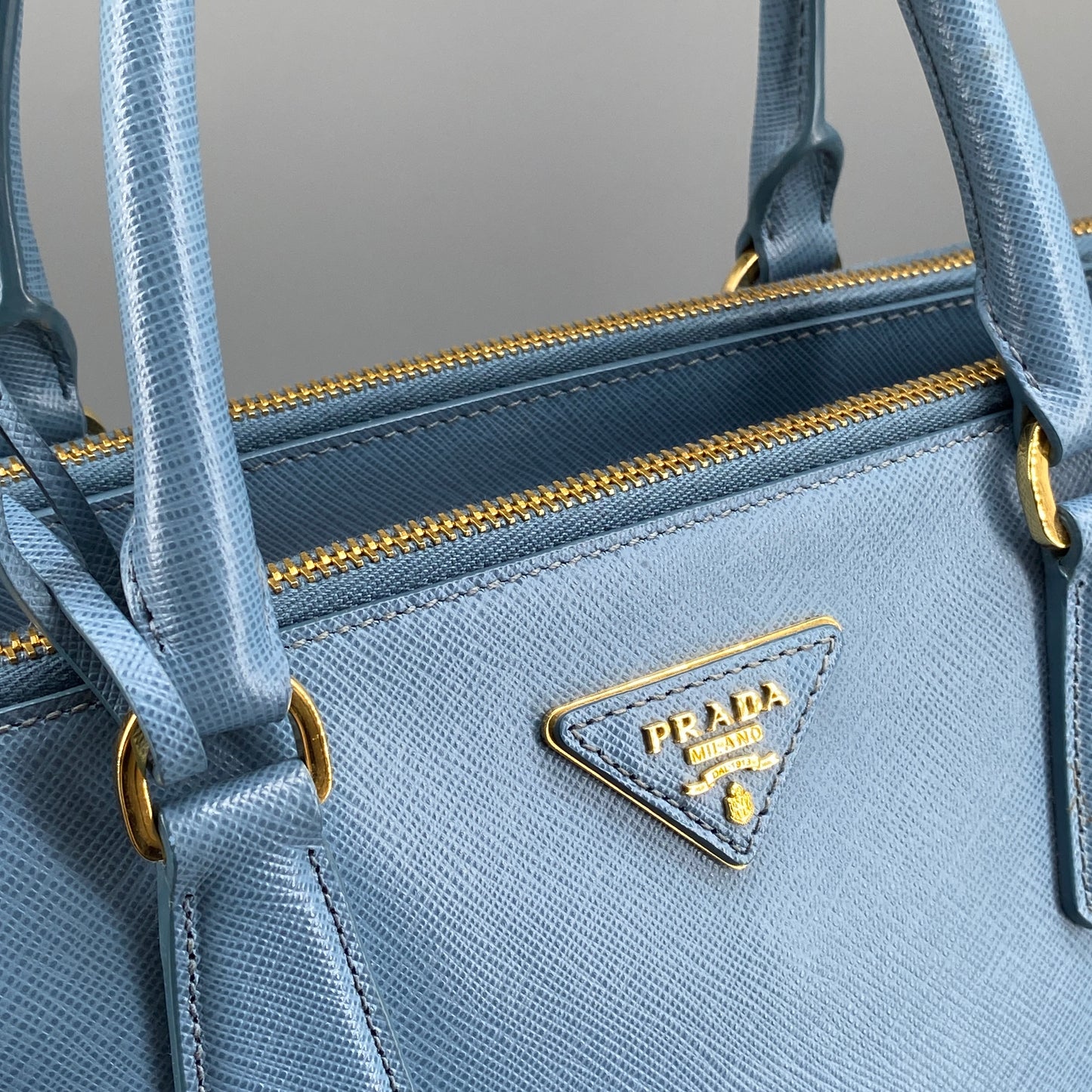 Prada Medium Blue Saffiano Galleria Handbag
