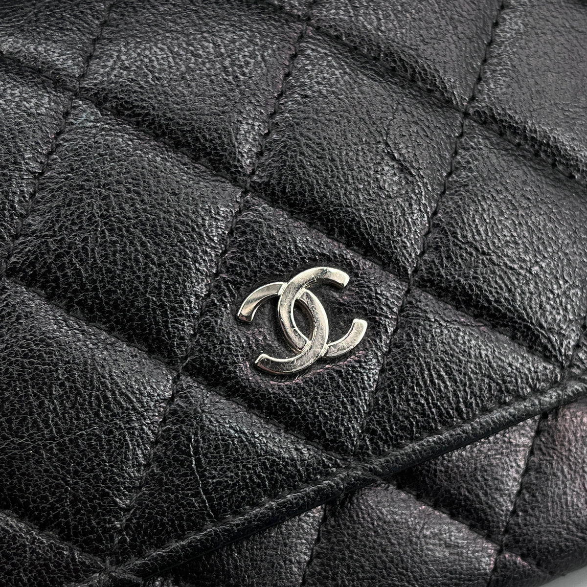 Chanel Black Leather Quilted Long Wallet