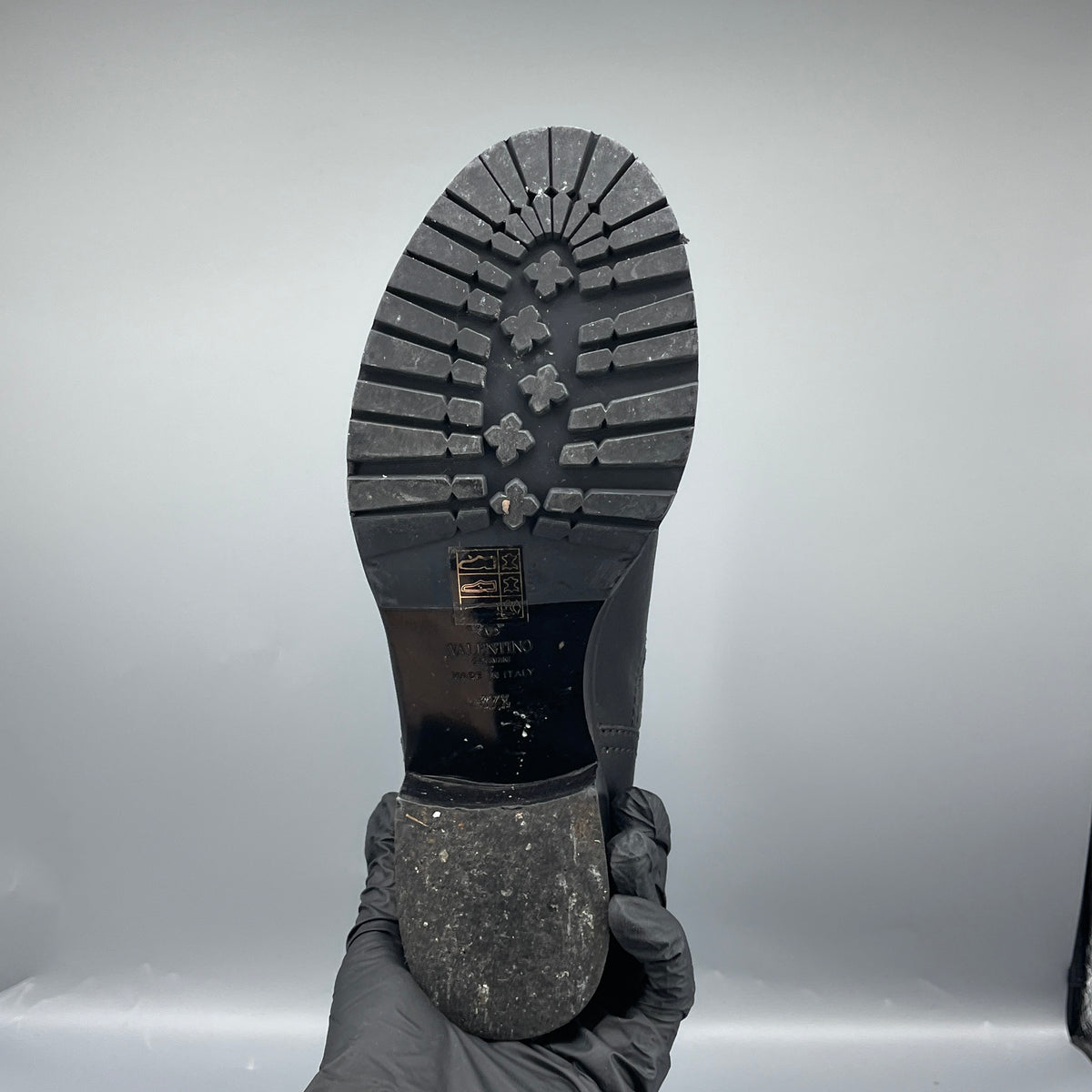 Valentino Black Leather Rockstud Ankle Boots size 37.5