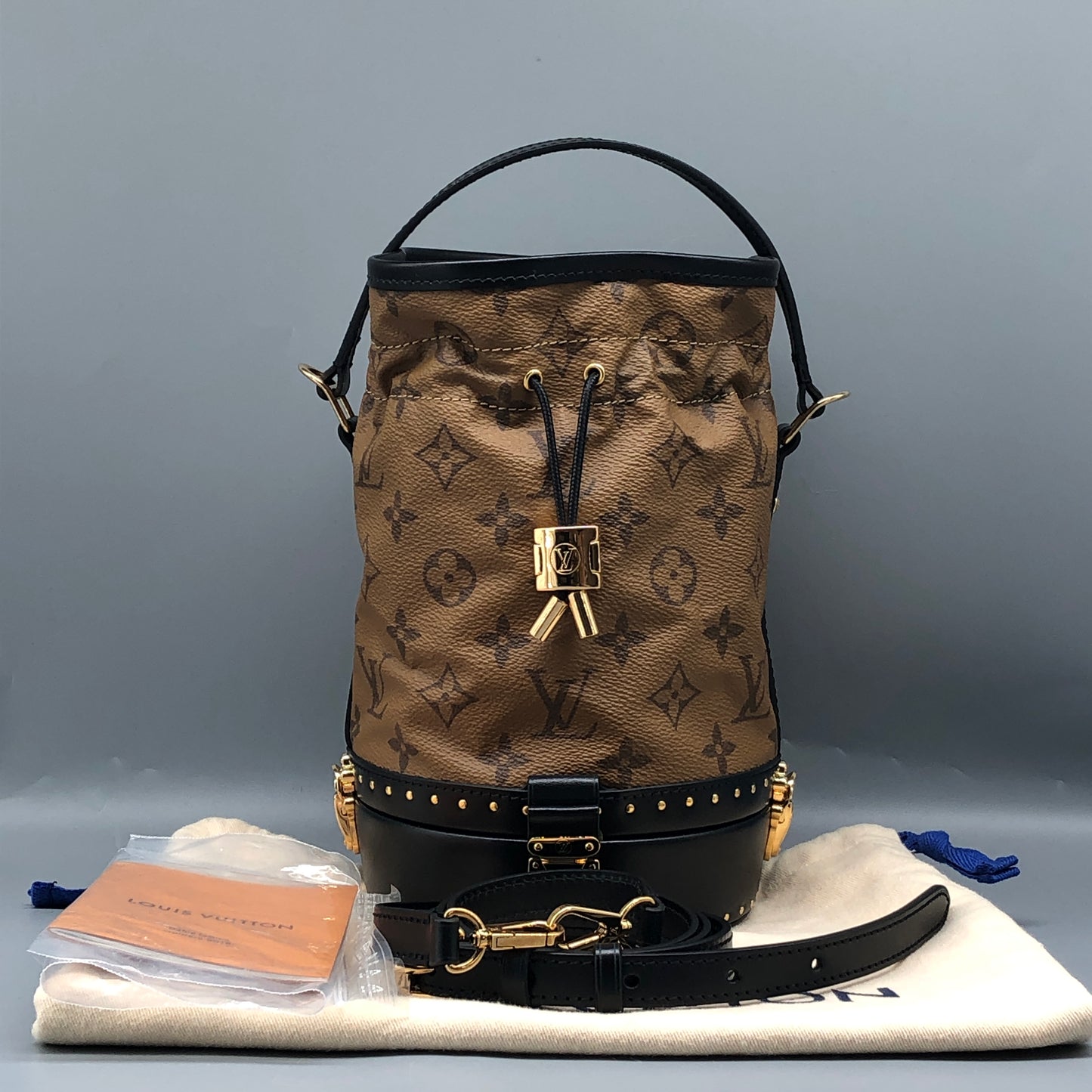 Louis Vuitton Monogram Petit Noé Trunk Bucket Bag Brown