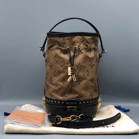Louis Vuitton Monogram Petit Noé Trunk Bucket Bag Brown