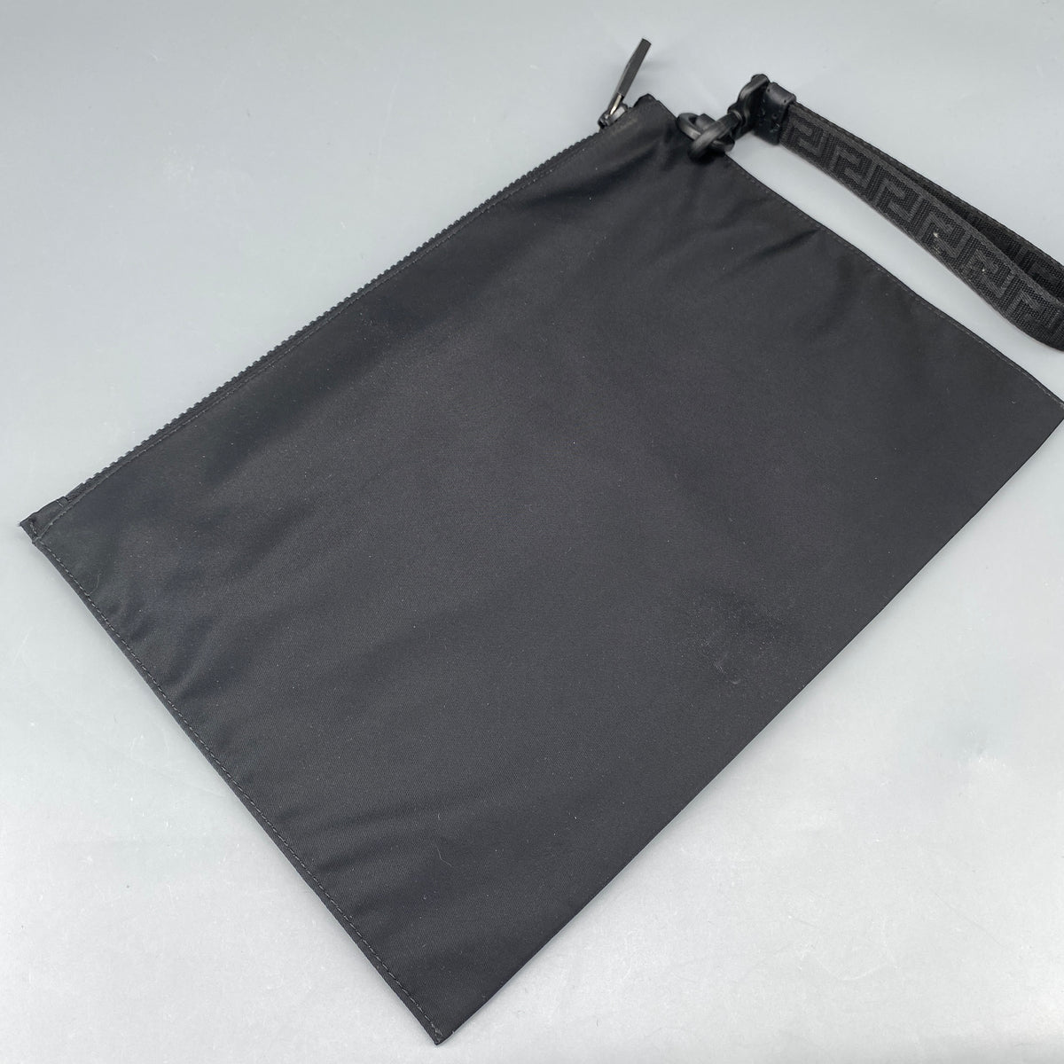Versace Black Nylon Medusa Logo Wrist  Clutch Bag
