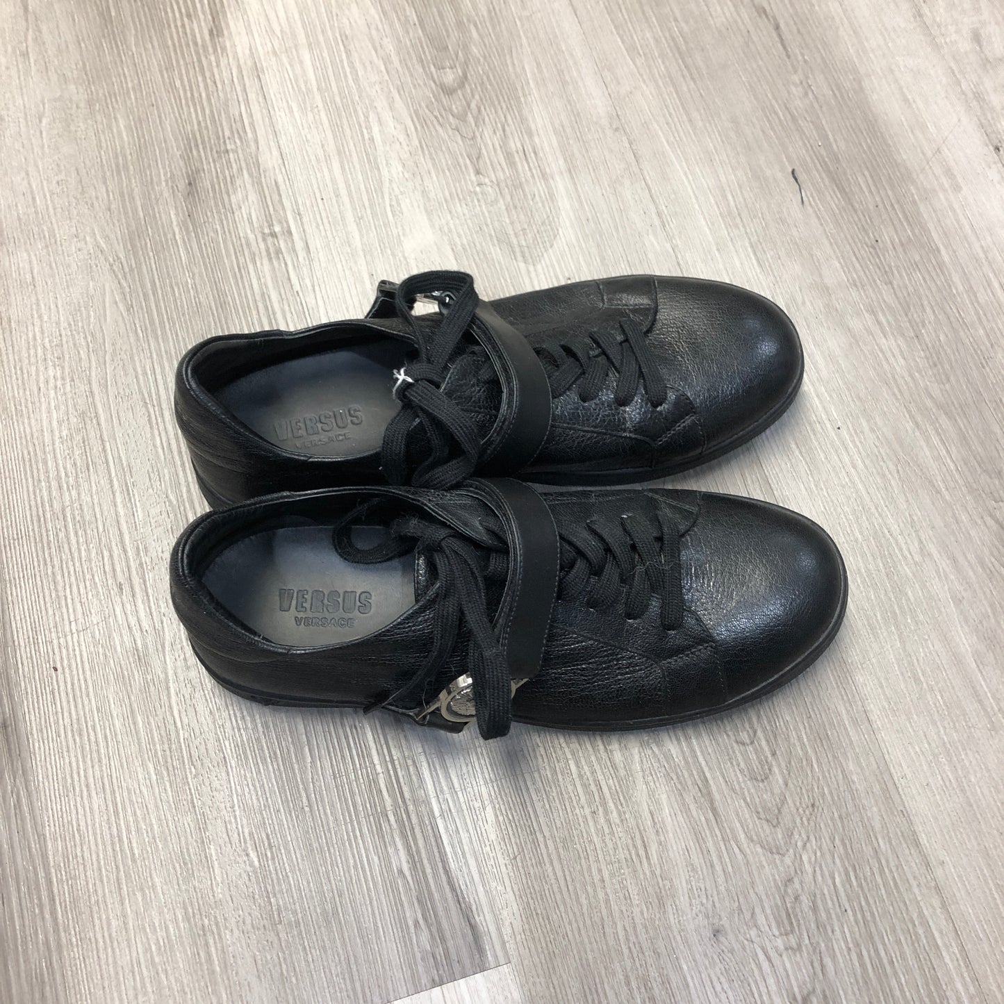 Versace Men's Black Leather Low-Top Sneakers Size 42