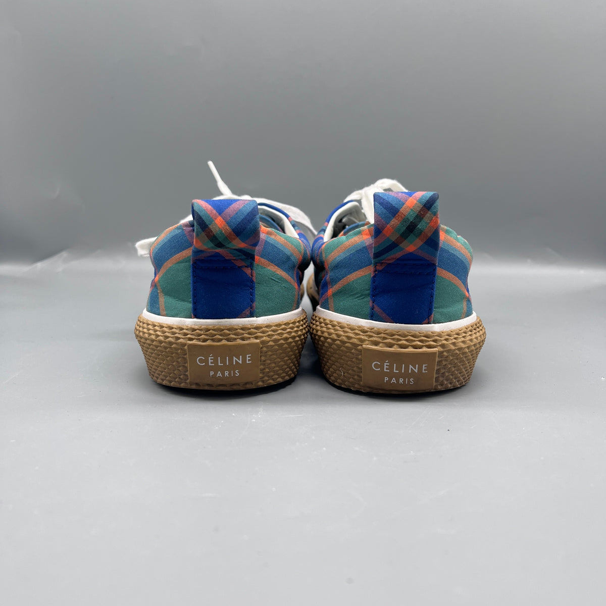 Celine Multi-color Plaid Canvas Women Low Top Sneakers Size 36