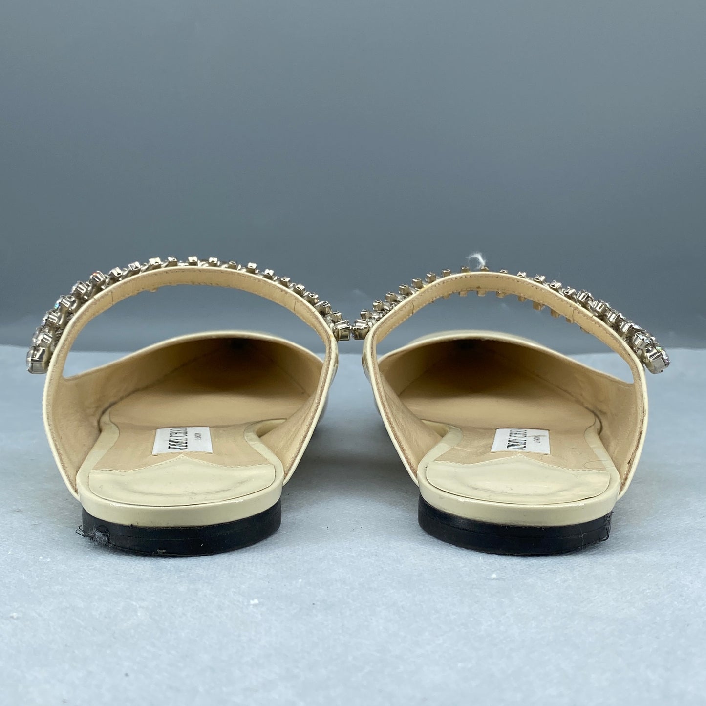 Jimmy Choo Women's Crystal Strap Patent Mules Size 41 Cream