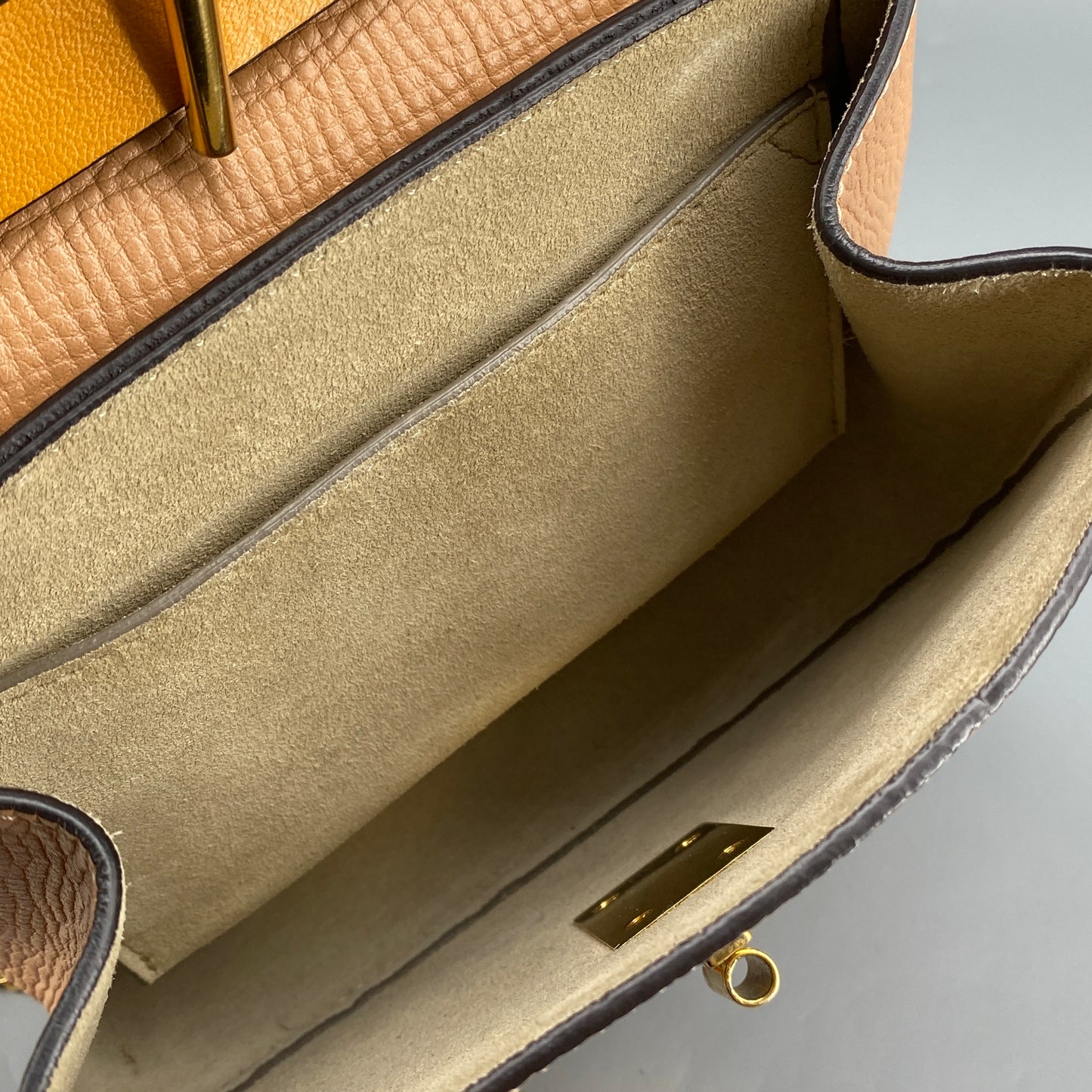 Chloe Yellow Nude Leather Drew Crossbody Saddle Bag