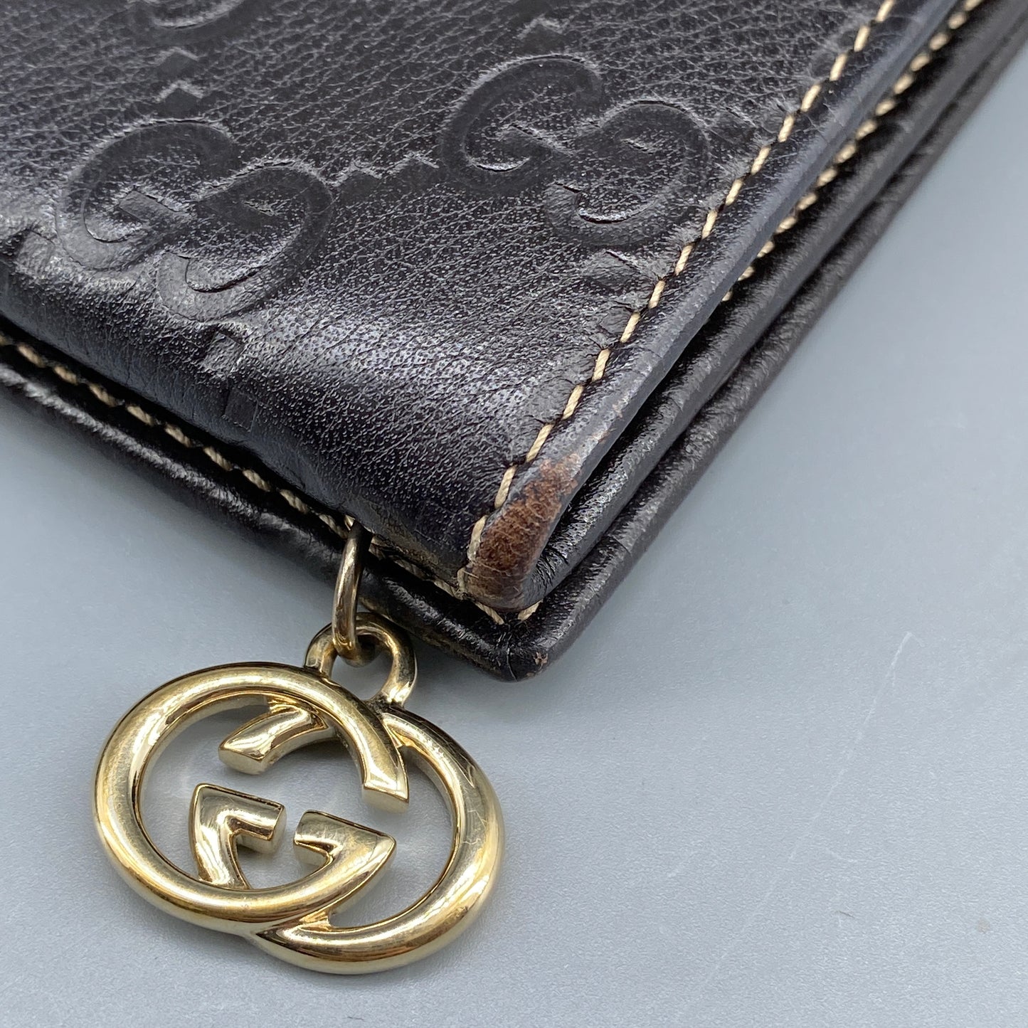 Gucci GG Embossed Deep Brown Leather Long Wallet
