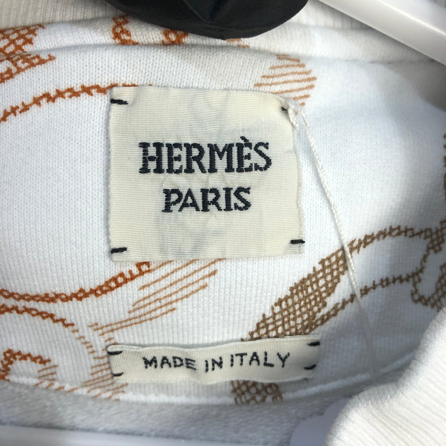 Hermes White/Orange Chain Print Sweatshirt Size 40