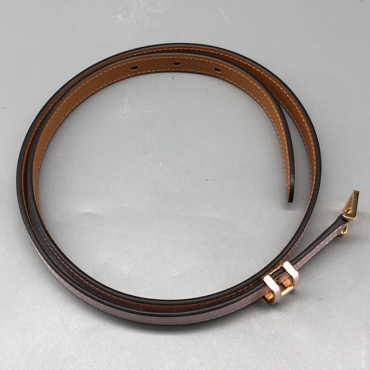 Hermes Mauve-Pink Leather Thin Belt 80cm