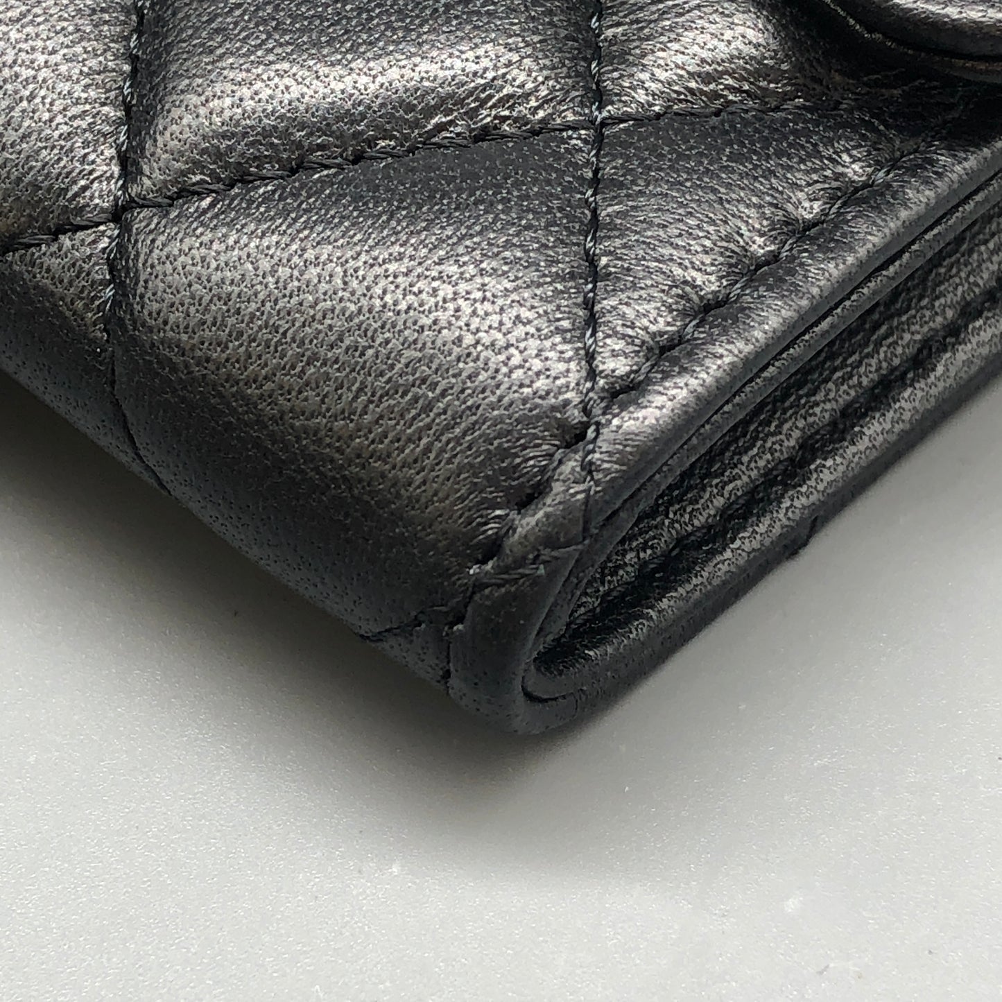 Chanel Black Quilted Lambskin Compact Wallet