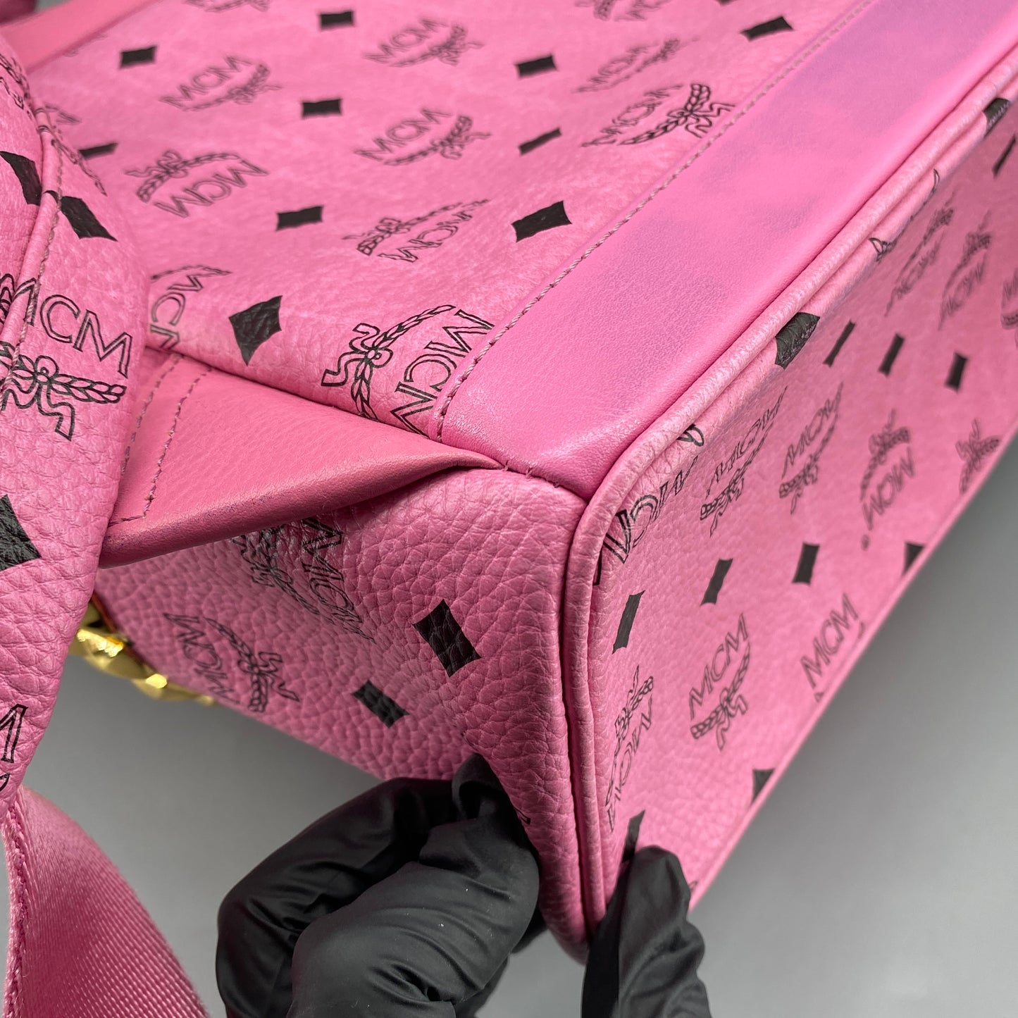 MCM Pink Visetos Print Backpack
