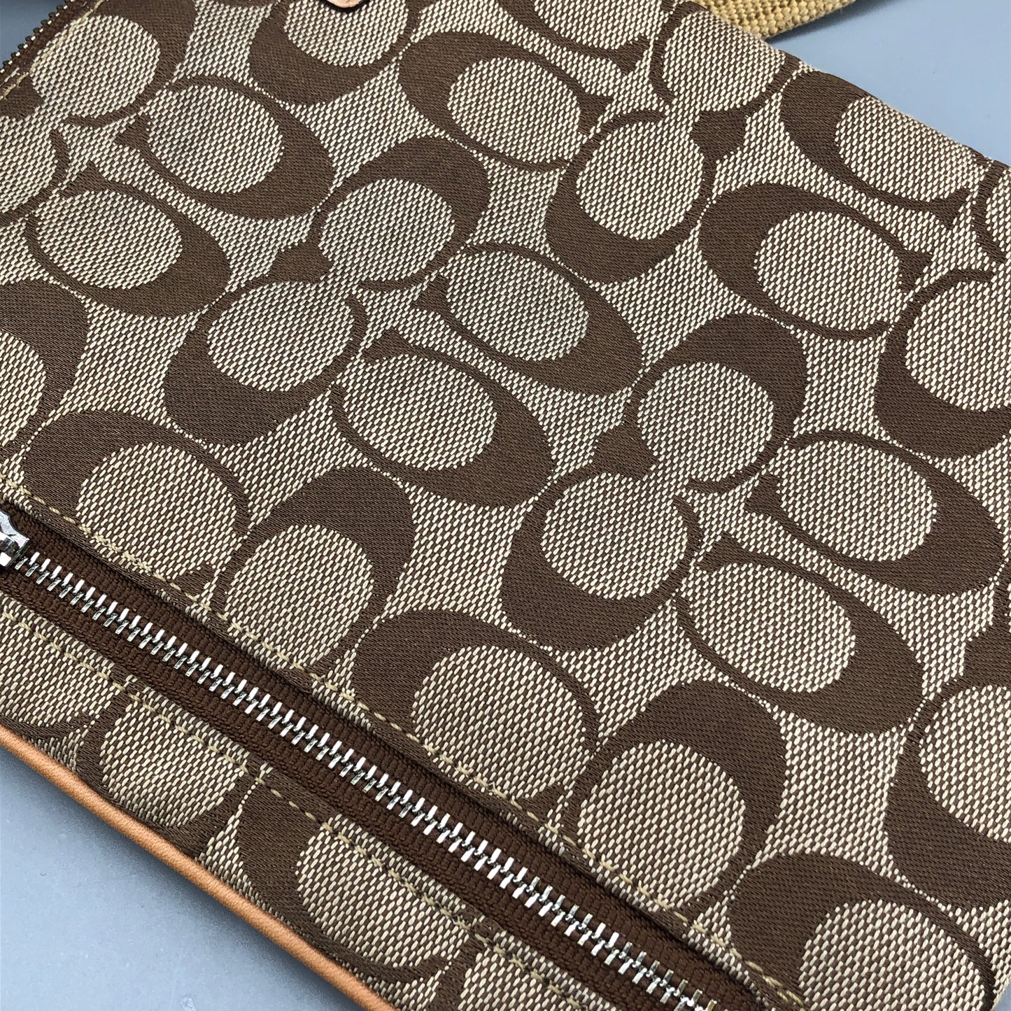 Coach Signature Monogram Crossbody Bag Beige