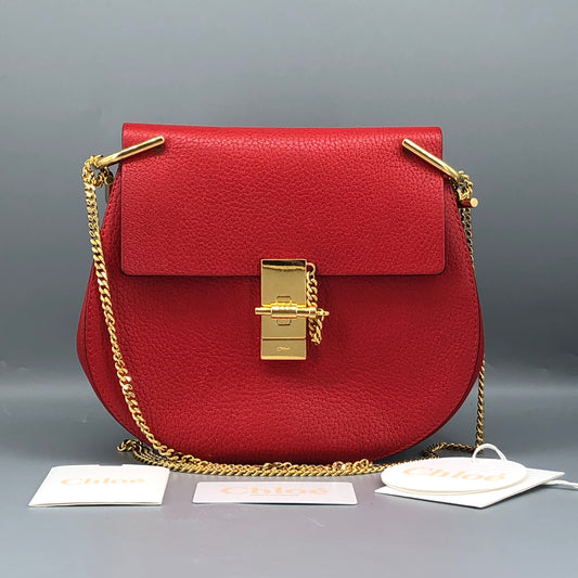 Chloe Drew Medium Leather Crossbody Bag Red