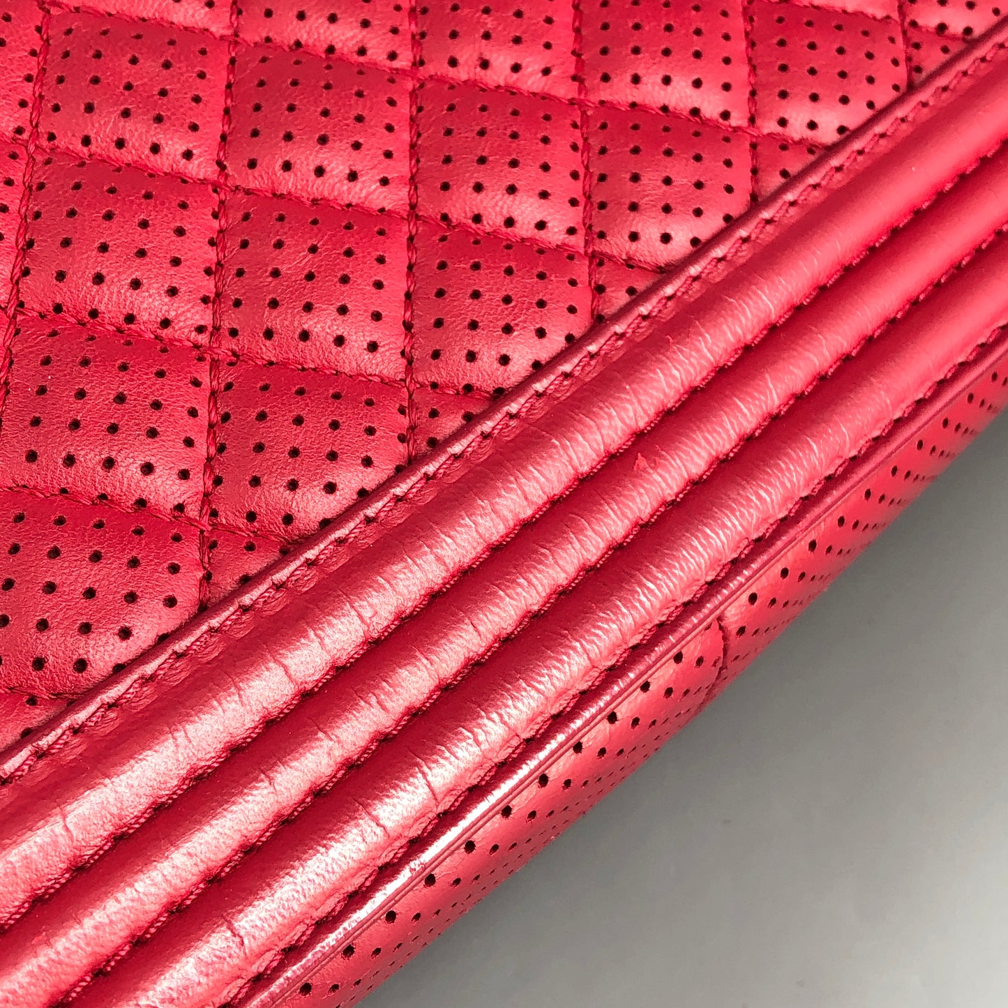 Chanel Boy Perforated Lambskin Quilted Shoulder Bag  Hot Pink