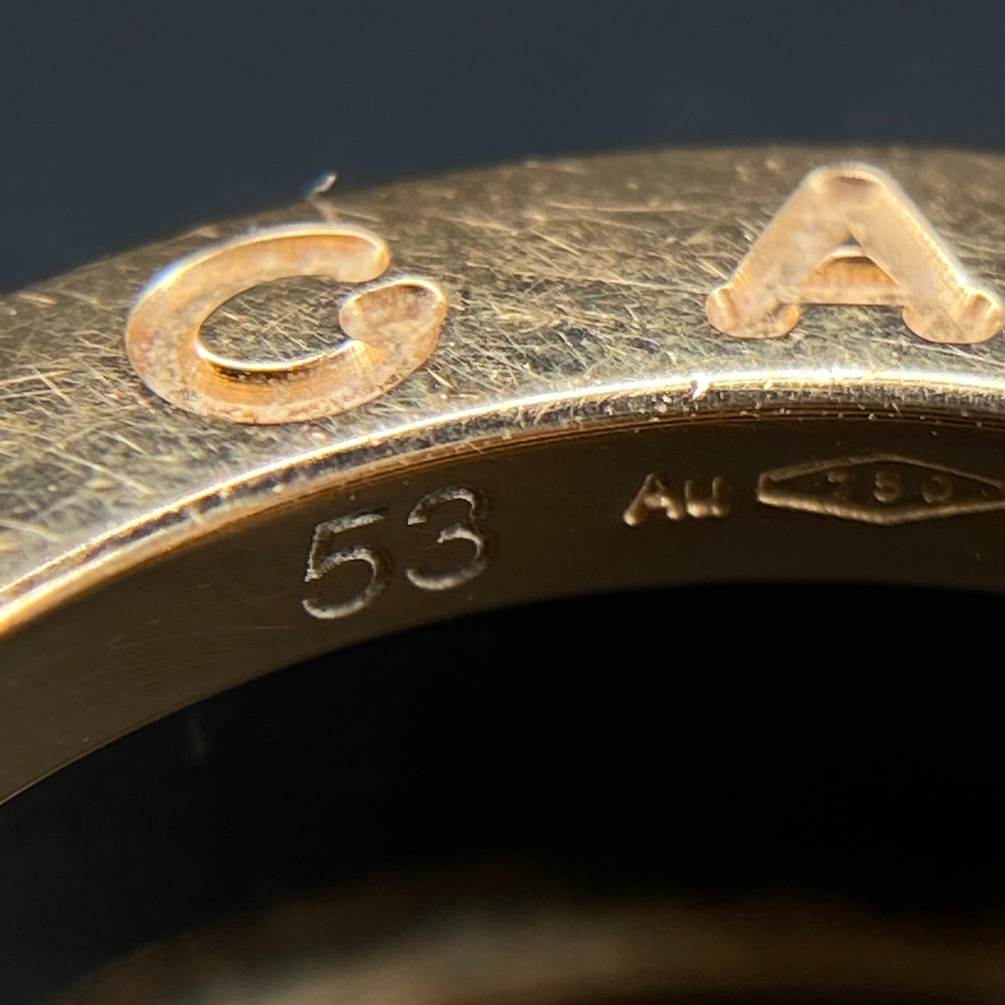 Bvlgari B.zero1 AU750 Yellow Gold Black Ceramic Band Ring Size 53mm