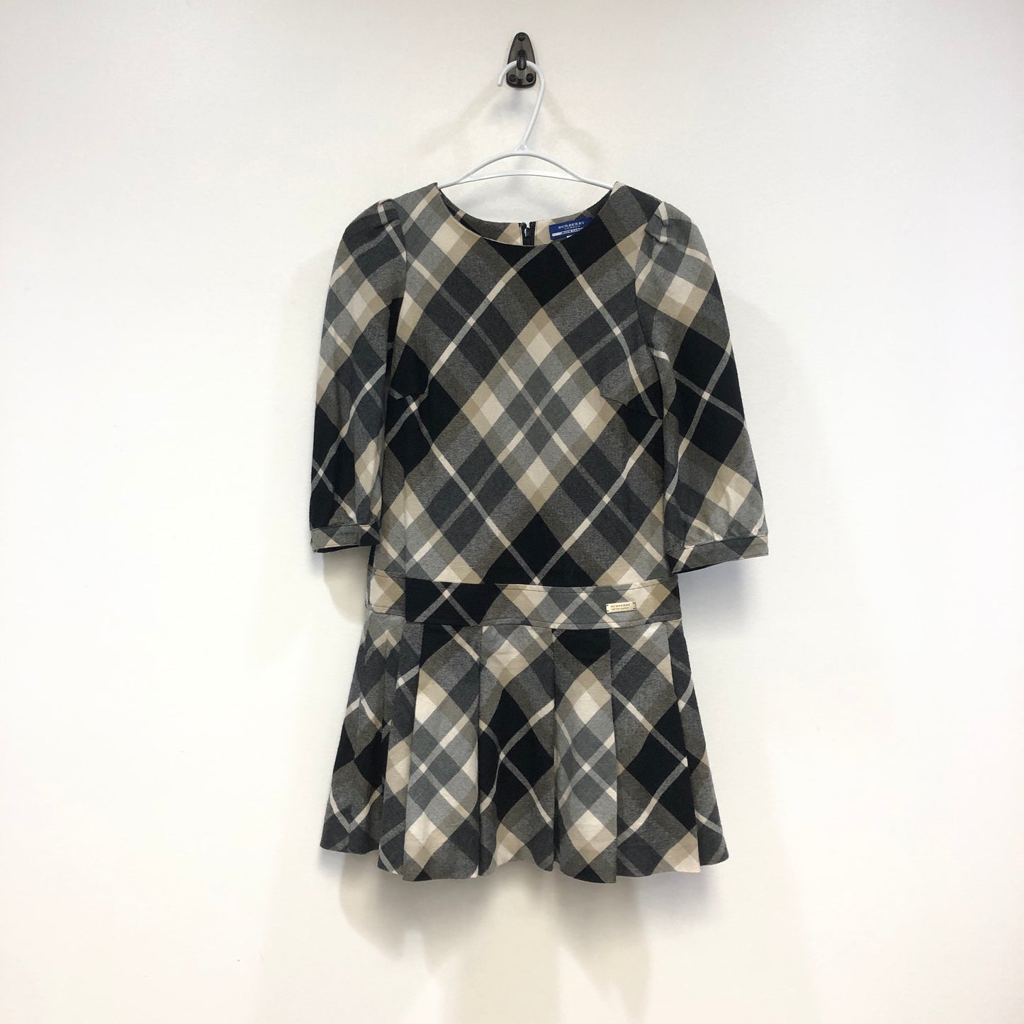 Burberry Blue Label Check Flared Mini Dress Size 38 Black/White/Grey