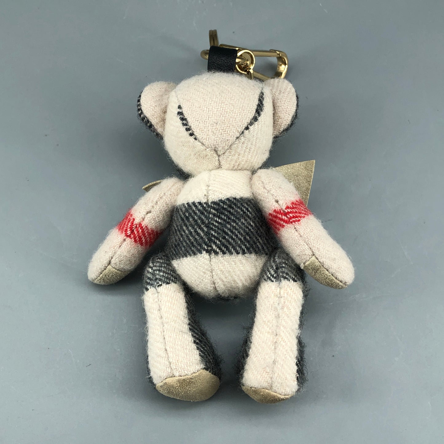 Burberry Vintage Check Thomas Bear Bag Charm Keychain Beige Grey