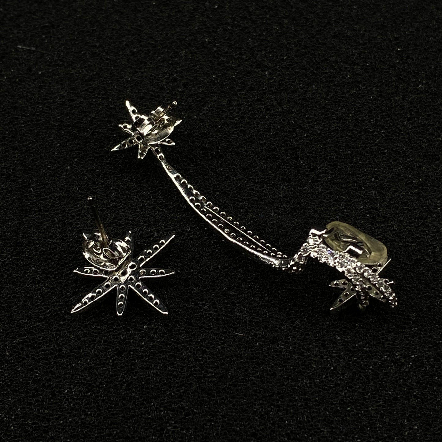 APM Silver-Tone Crystal Asymmetrical Meteor Star Stud Earring & Ear Cuff