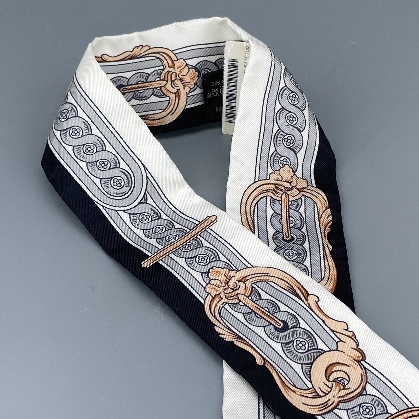 Hermes Black Multi‑Color Silk Twilly Scarf